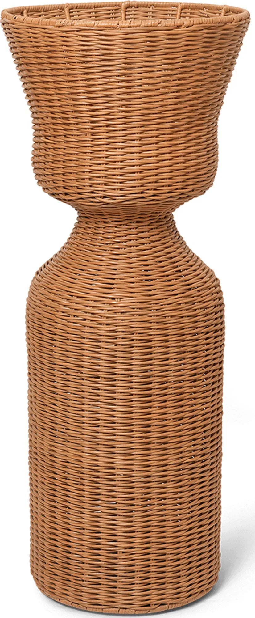 Eleganter Agnes Pflanzenständer aus Rattan und Eisen, ideal für große Pflanzen. Stilvolles Design für Wohnräume und Büros.