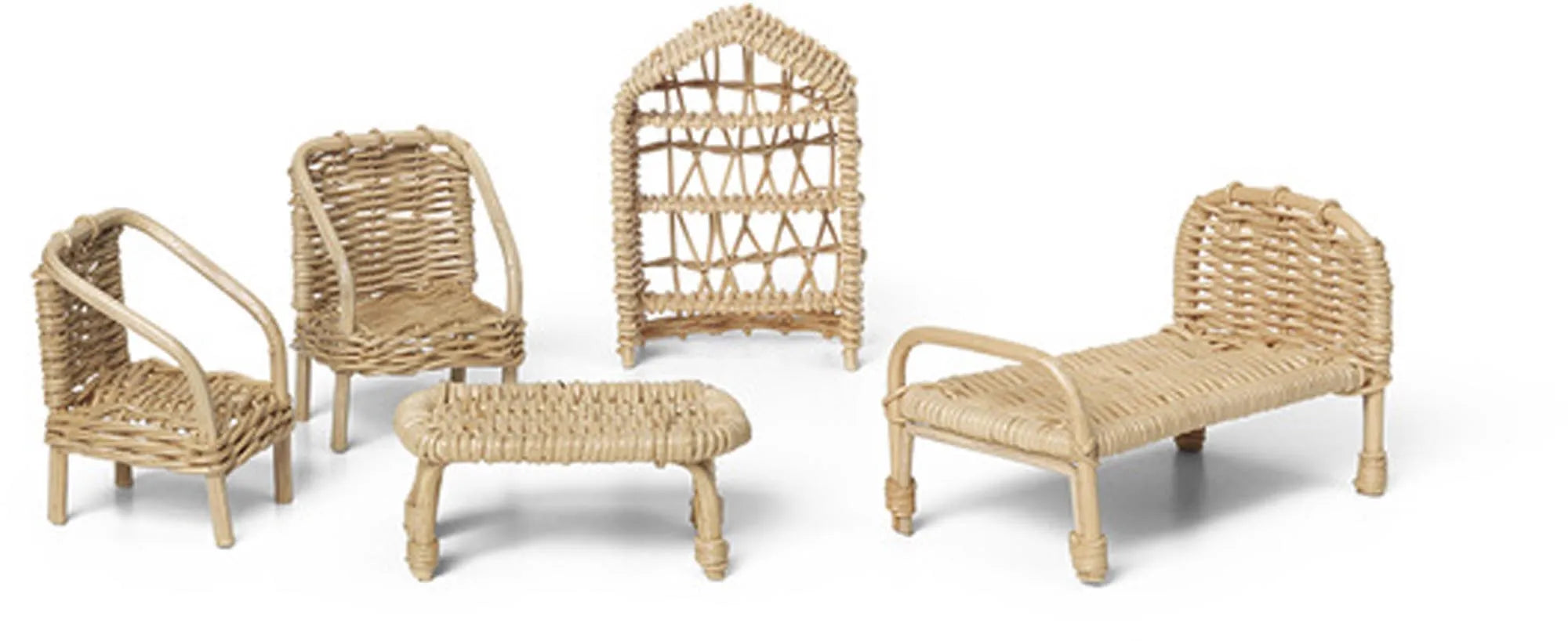 Rattan Puppenhaus Möbel in Natur präsentiert im Onlineshop von KAQTU Design AG. Spiele Kids ist von Ferm Living