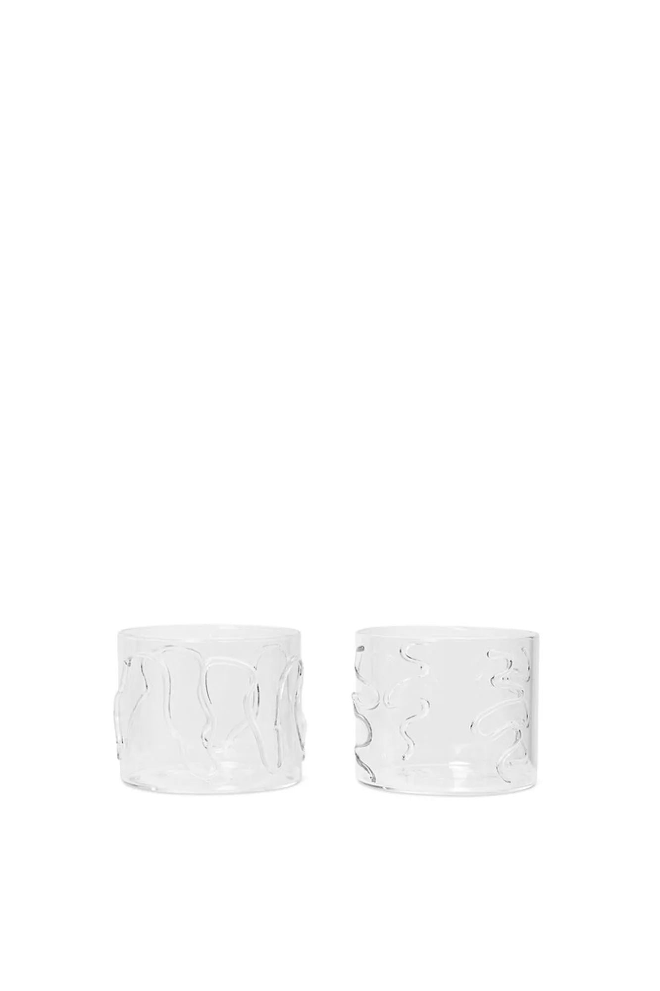 Doodle Gläser 2er Set Tief in Clear präsentiert im Onlineshop von KAQTU Design AG. Glas ist von Ferm Living