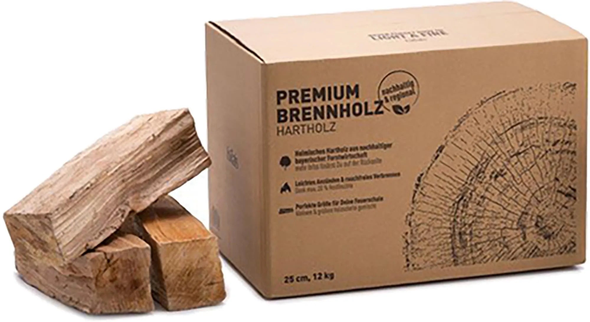 Höfats Premium Brennholz: 12 kg, max. 20% Restfeuchte, rauchfrei, intensiver Geschmack, nachhaltig, ideal für Grill & Kamin.