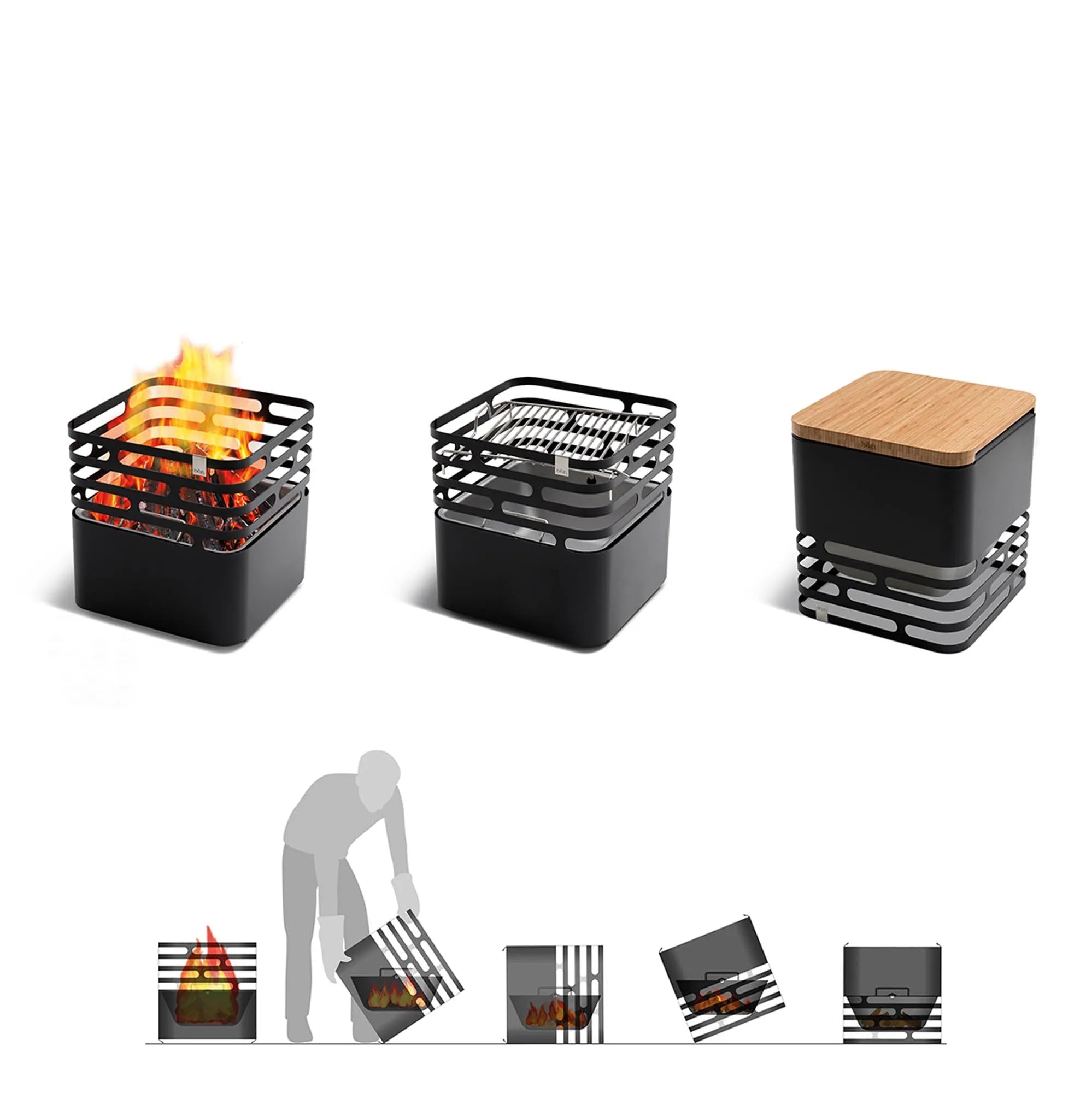 Eleganter CUBE Feuerkorb: Perfekte Wärmequelle für den Garten.