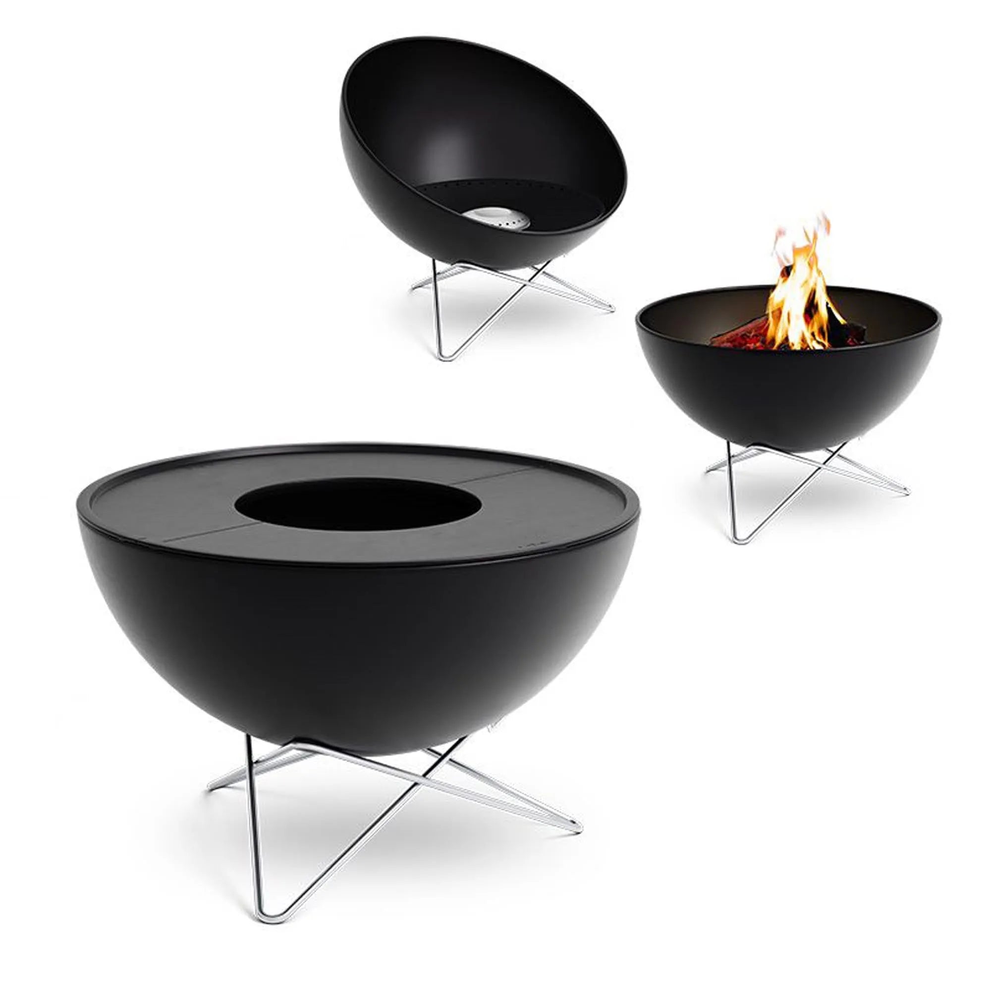 BOWL 70 Plancha-Grillset tief in Schwarz präsentiert im Onlineshop von KAQTU Design AG. Feuerschale ist von Höfats