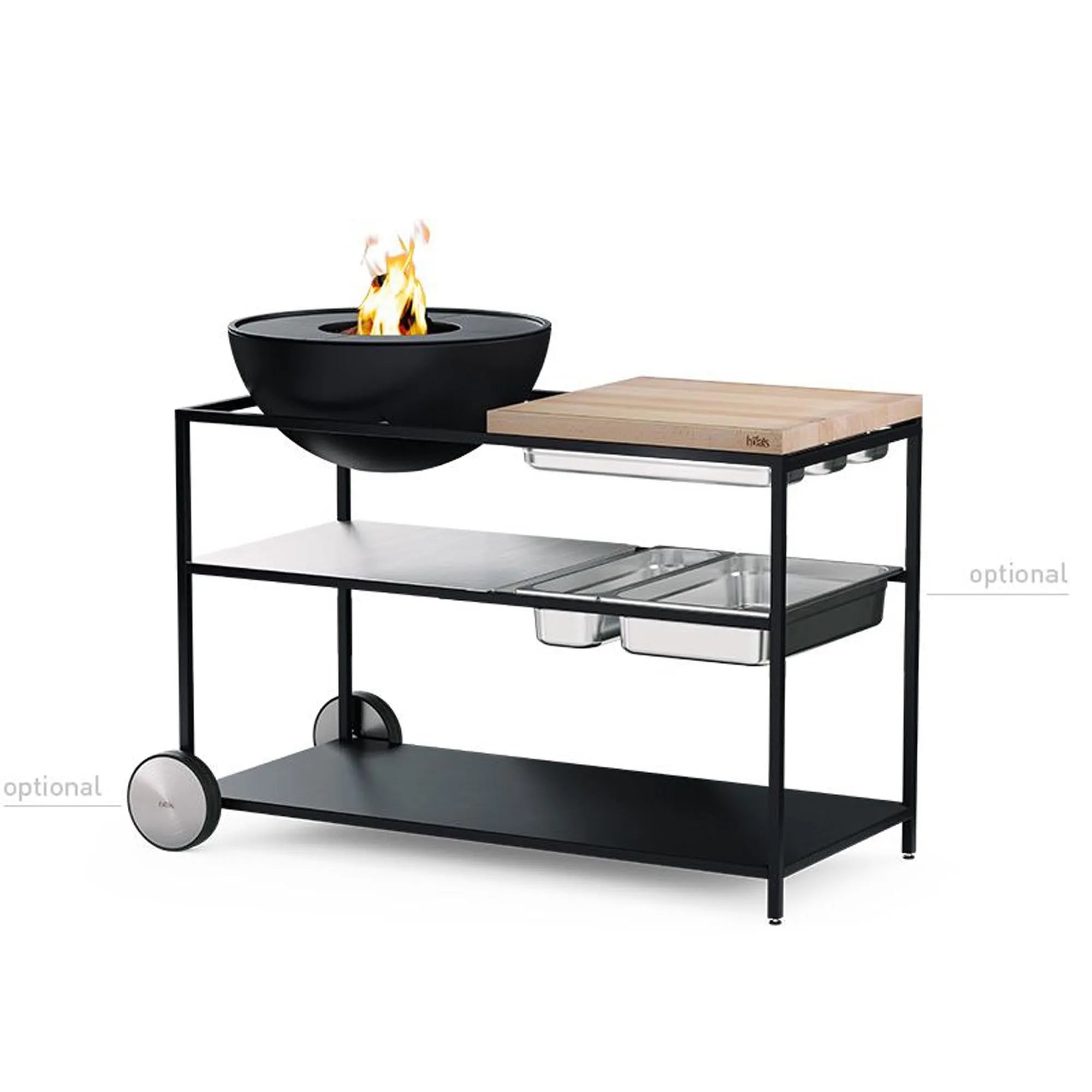 FIRE KITCHEN mit BOWL 57 Plancha-Grillset tief in Schwarz präsentiert im Onlineshop von KAQTU Design AG. Feuerschale ist von Höfats