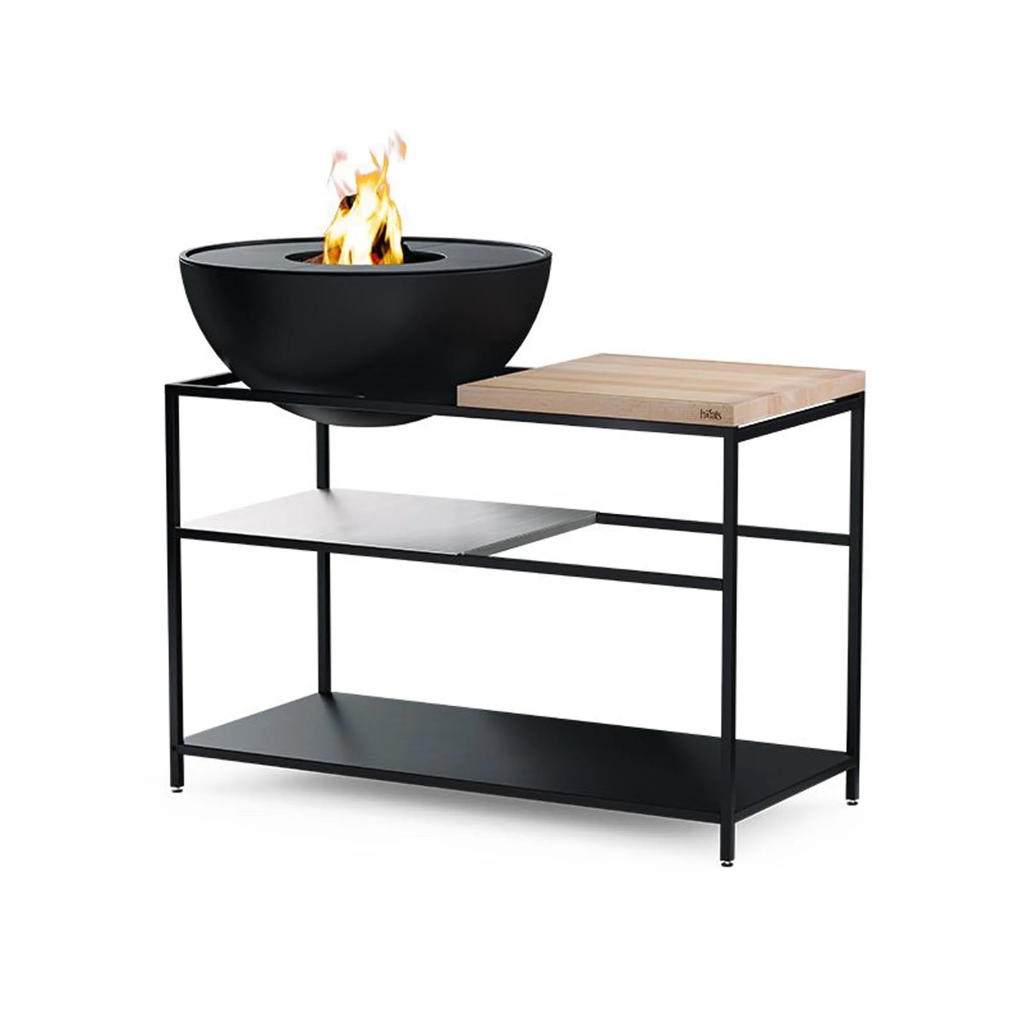 FIRE KITCHEN mit BOWL 70 Plancha-Grillset tief in Schwarz präsentiert im Onlineshop von KAQTU Design AG. Feuerschale ist von Höfats