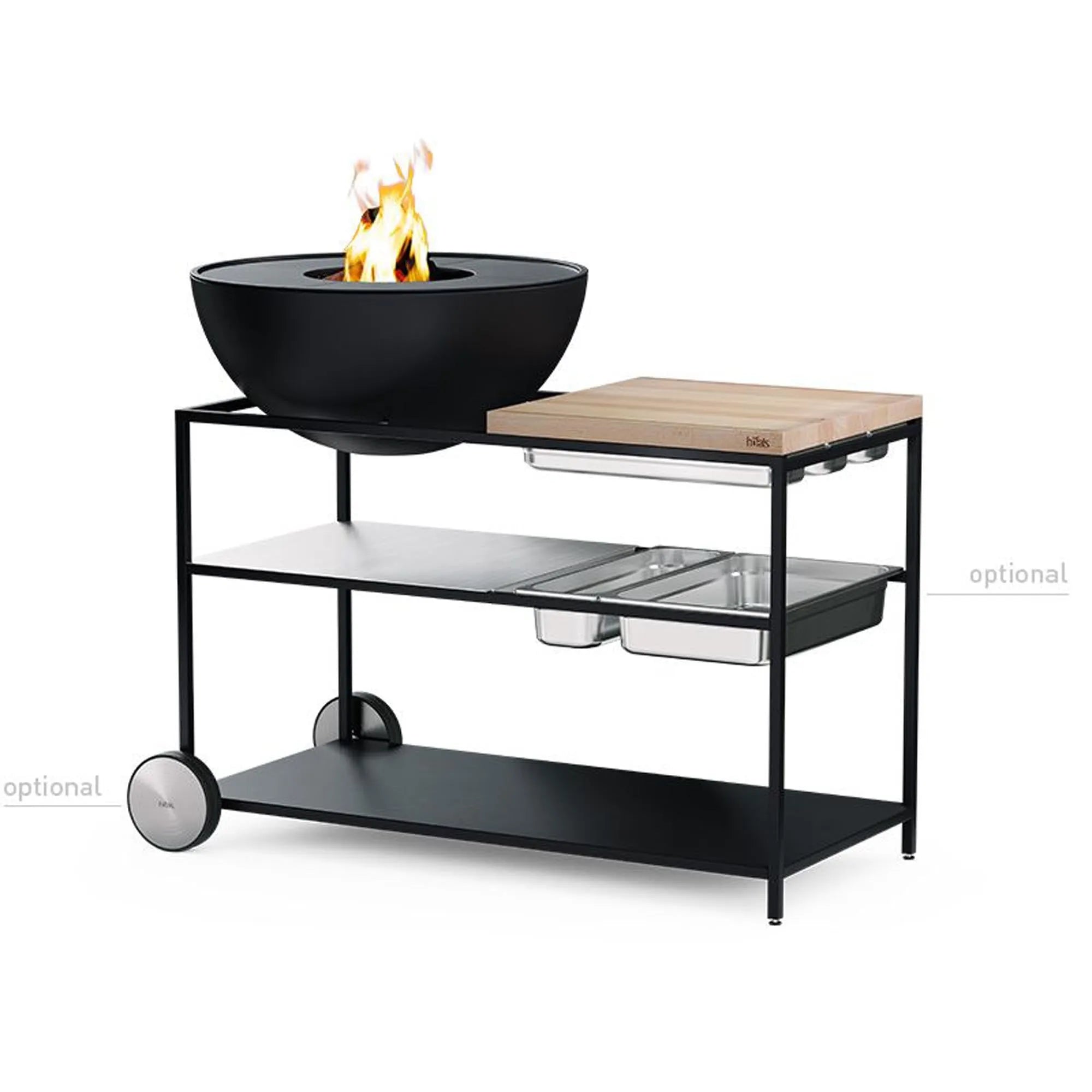 FIRE KITCHEN mit BOWL 70 Plancha-Grillset tief in Schwarz präsentiert im Onlineshop von KAQTU Design AG. Feuerschale ist von Höfats