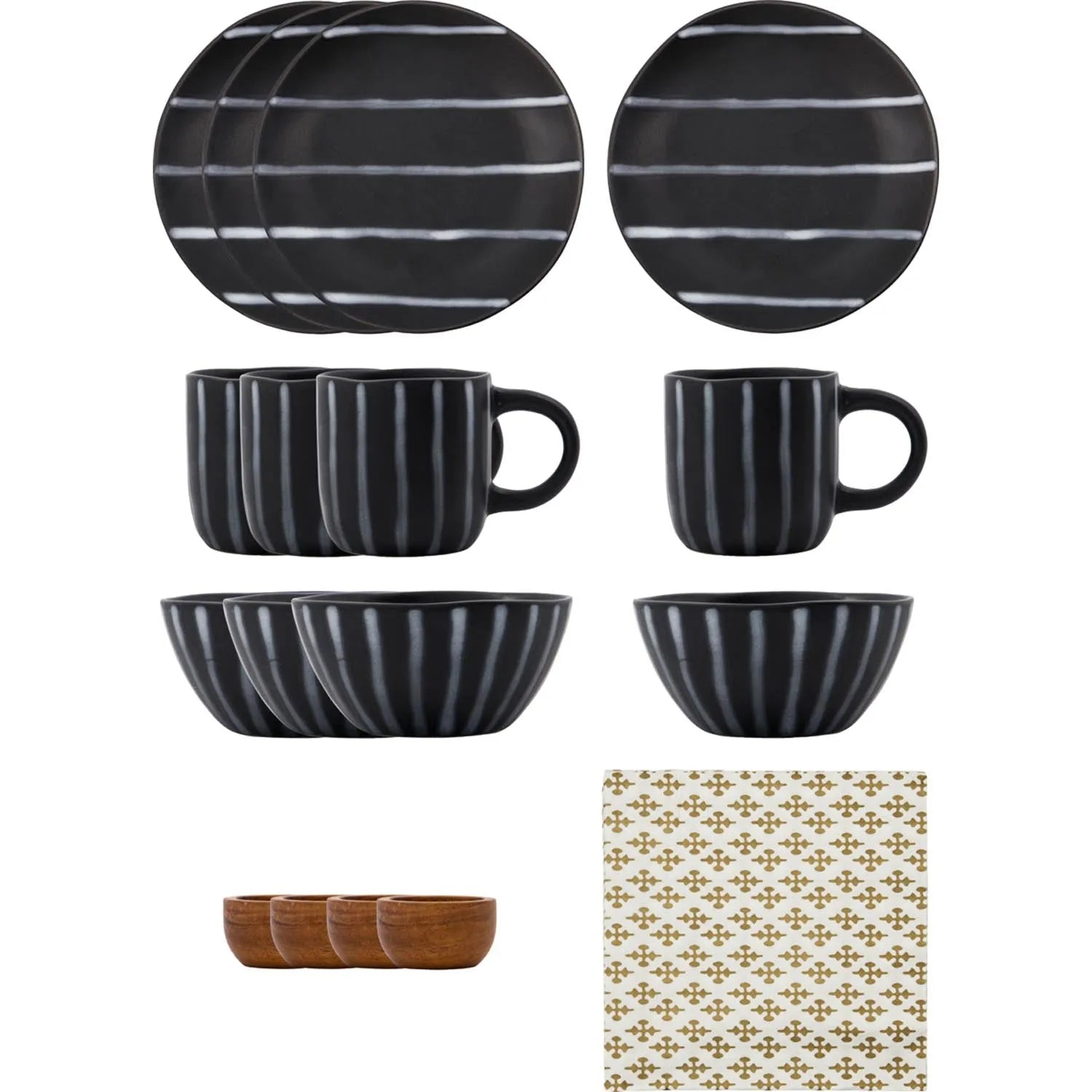 Brunch-Set, HDLine, Schwarz;Braun in Schwarz, Braun präsentiert im Onlineshop von KAQTU Design AG. Geschirr ist von House Doctor