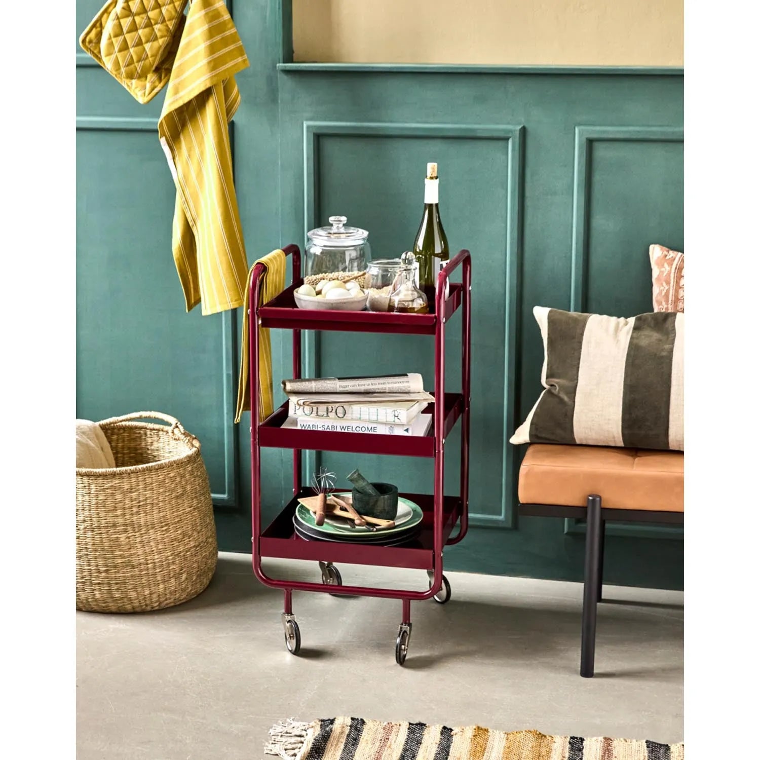 Trolley, HDRoll, Bordeaux in Bordeaux präsentiert im Onlineshop von KAQTU Design AG. Servierwagen ist von House Doctor