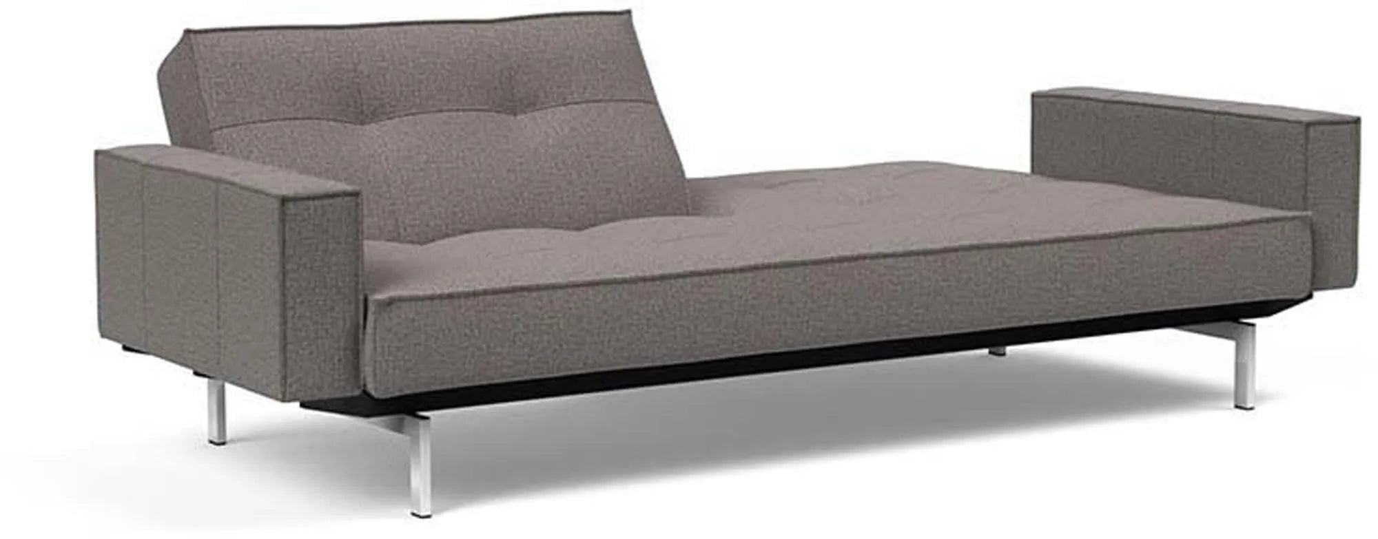 Stilvolles Splitback Sofabett 210 Chrom mit Armlehnen von Innovation.