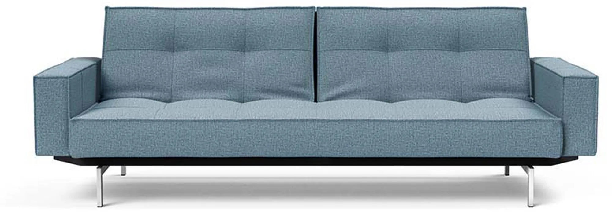 Stilvolles Splitback Sofabett 210 Chrom mit Armlehnen von Innovation.