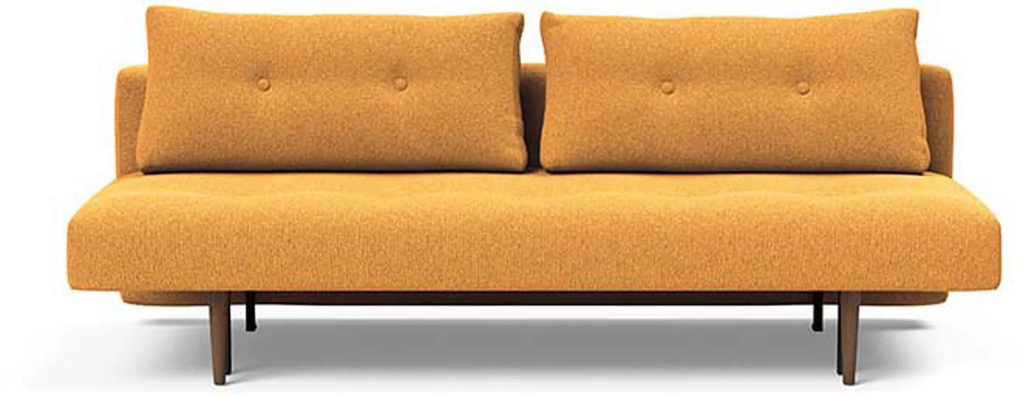 Elegantes Recast Plus Bettsofa: Dunkle Eiche, Stahlrahmen, ideal für kleine Räume, mit Stauraum, modernes Design.