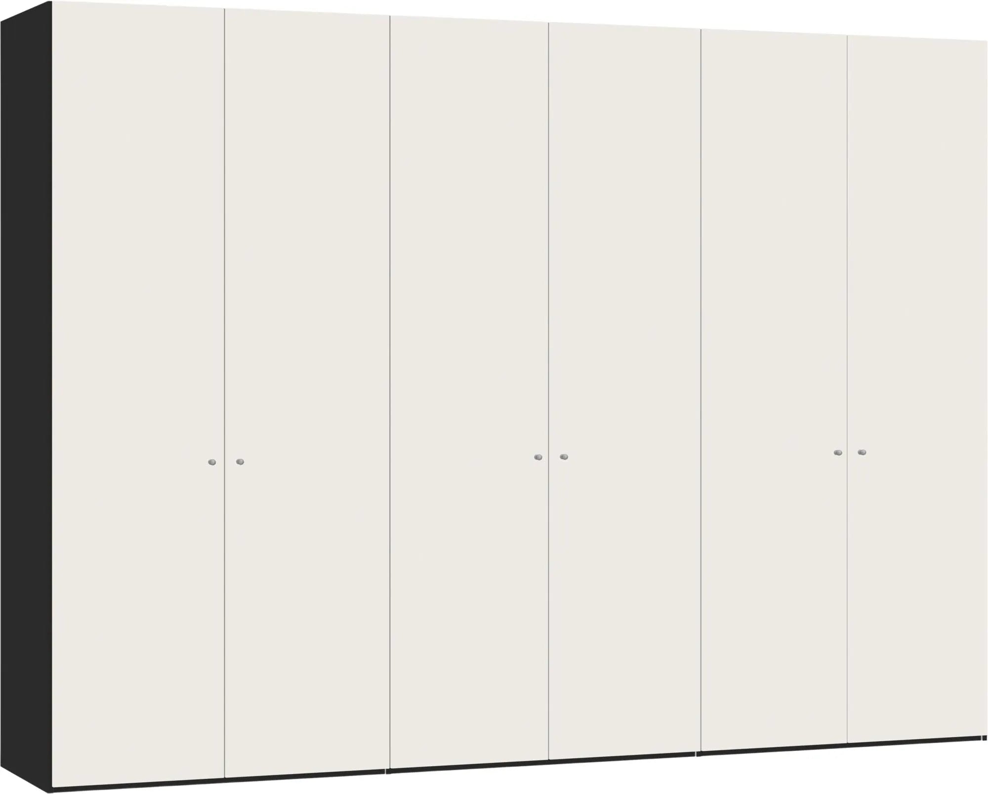 Eleganter 6-türiger Drehtürenschrank in Cremeweiß von Jutzler, individuell konfigurierbar, stabil und funktional.