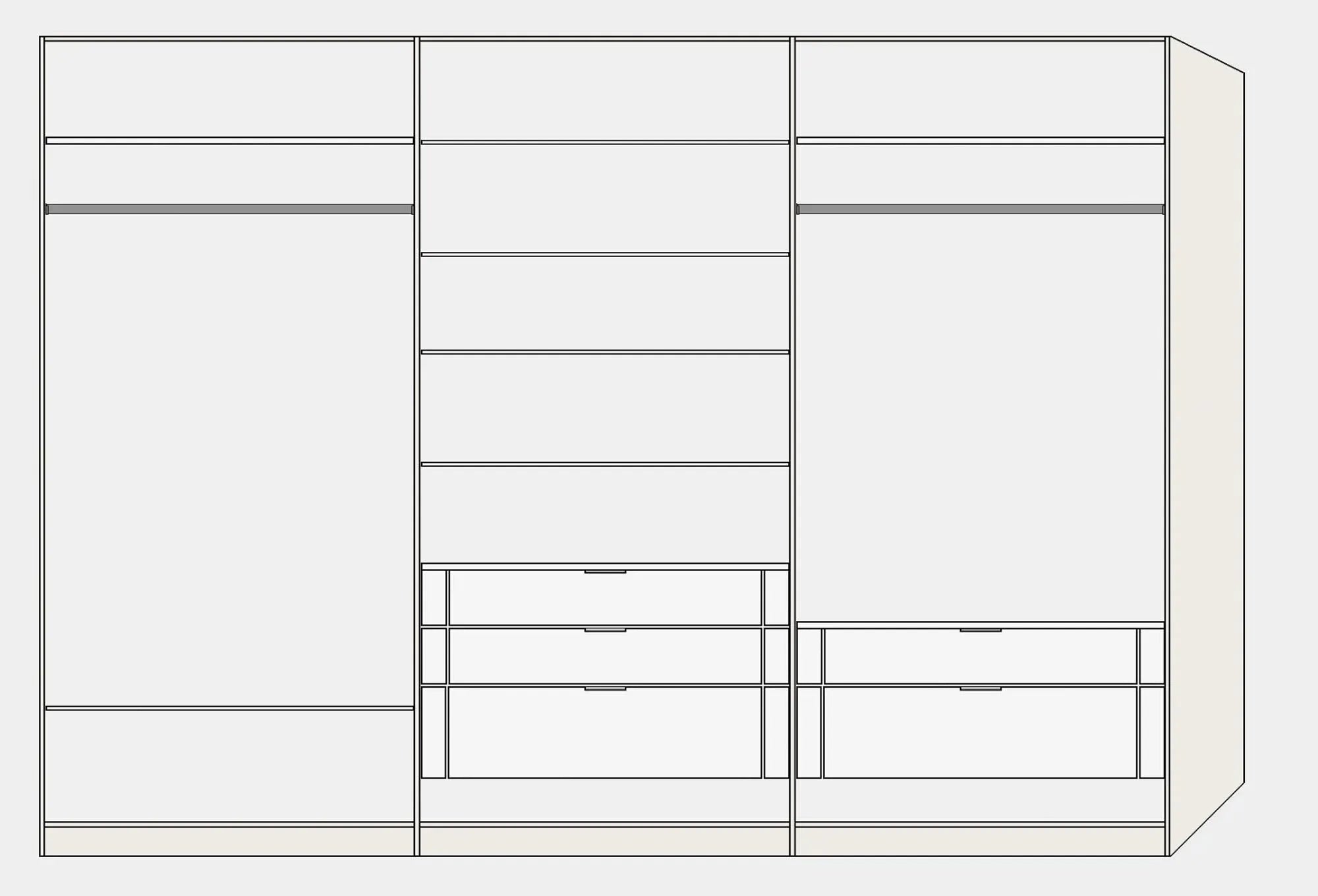 Drehtürenschrank 6türig Cremeweiss / Spiegel mit Zubehör - KAQTU Design