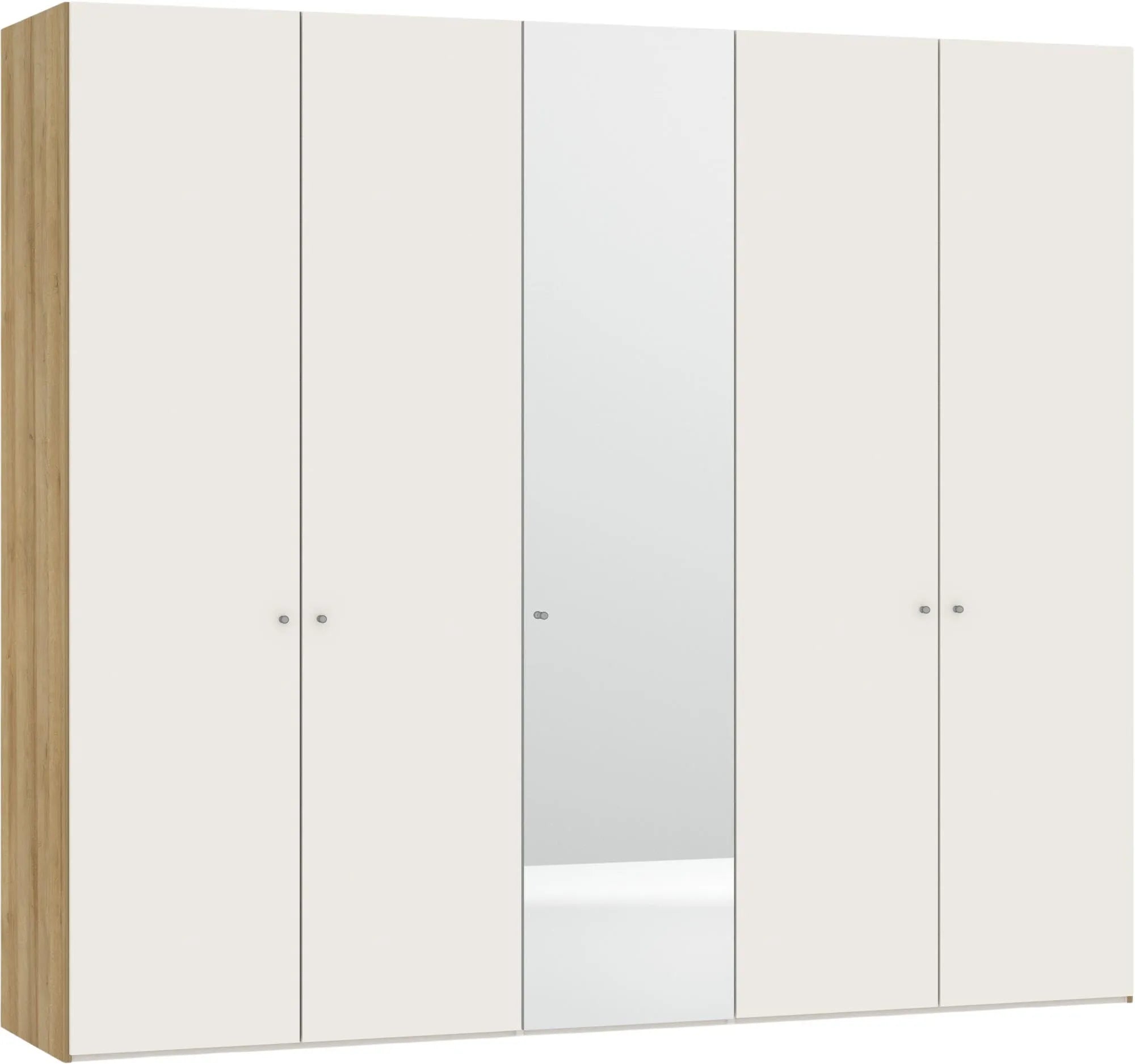 Drehtürenschrank 5türig Cremeweiss / Spiegel mit Zubehör - KAQTU Design