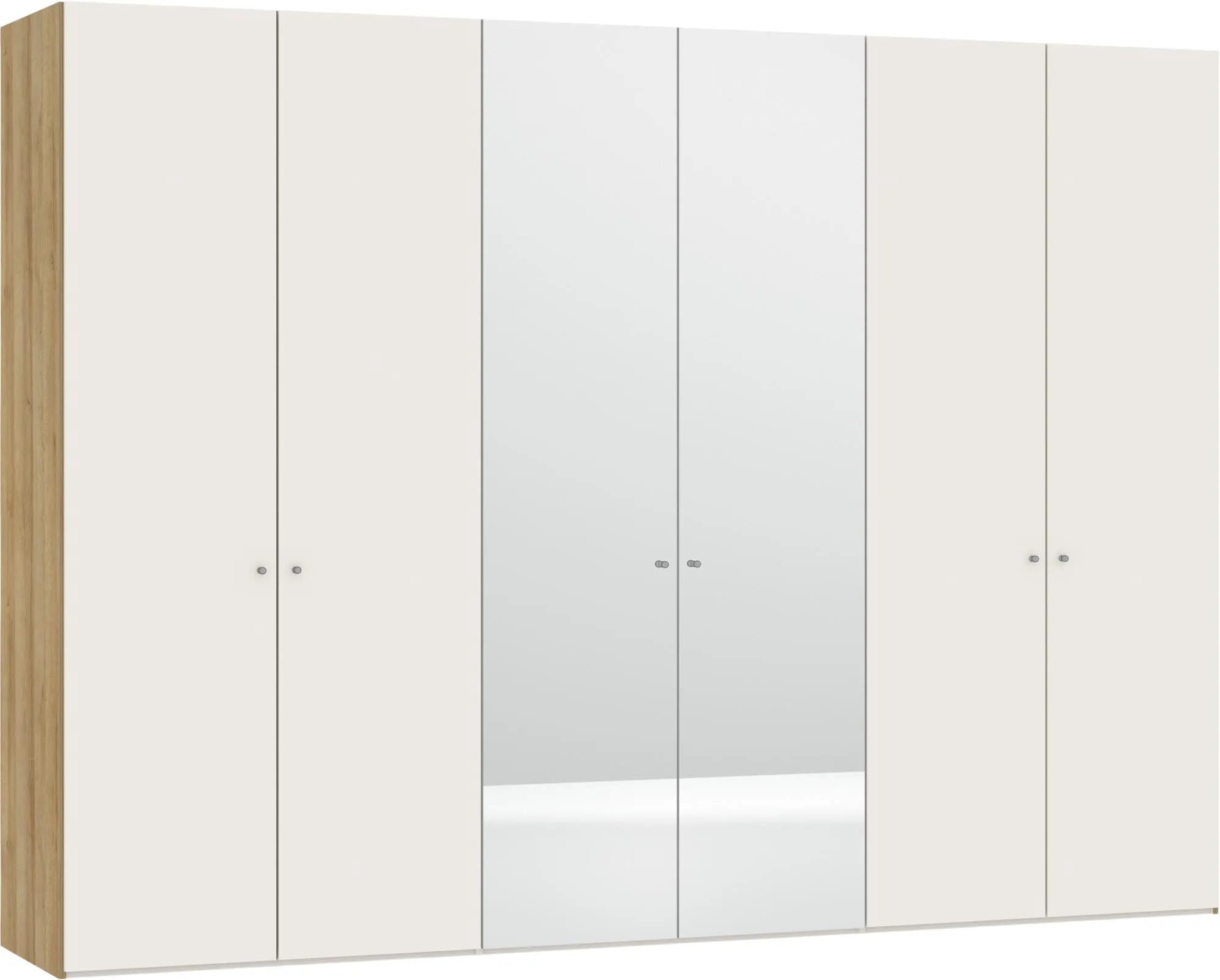 Drehtürenschrank 6türig Cremeweiss / Spiegel mit Zubehör - KAQTU Design