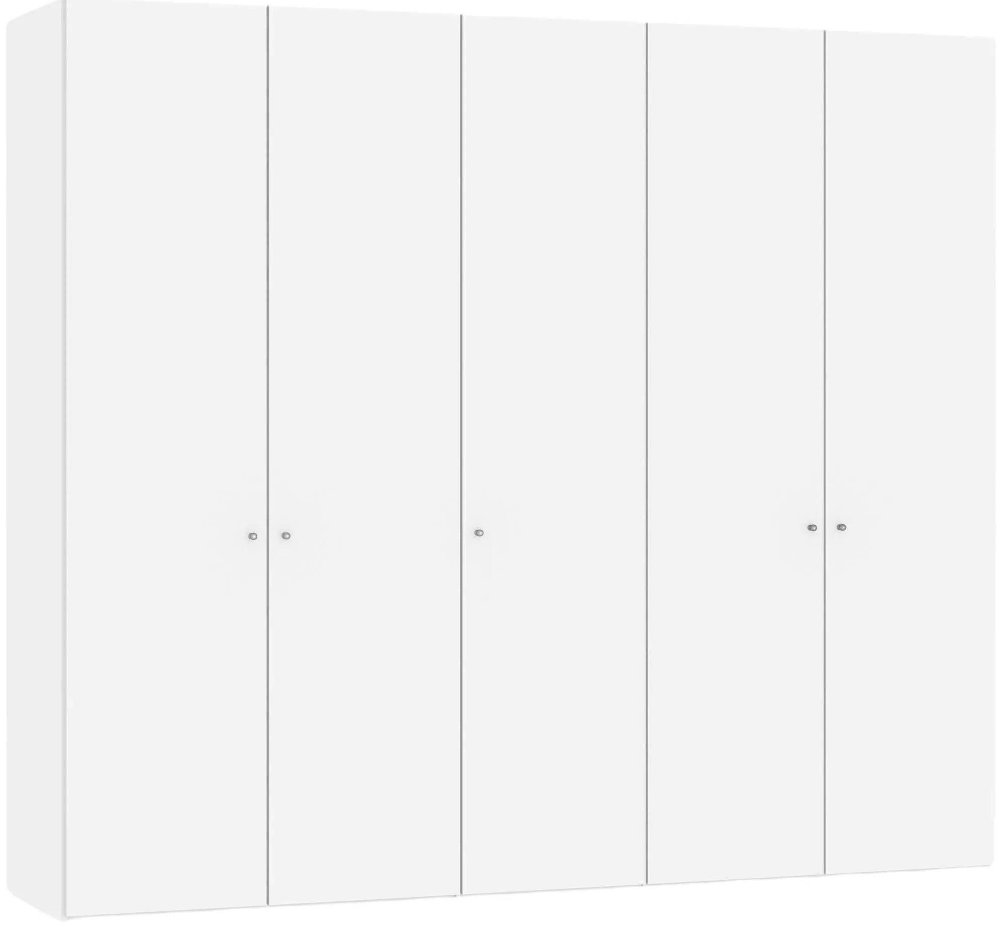 Eleganter 5-türiger Drehtürenschrank in Premiumweiß von Jutzler: Funktional, stabil und individuell konfigurierbar.