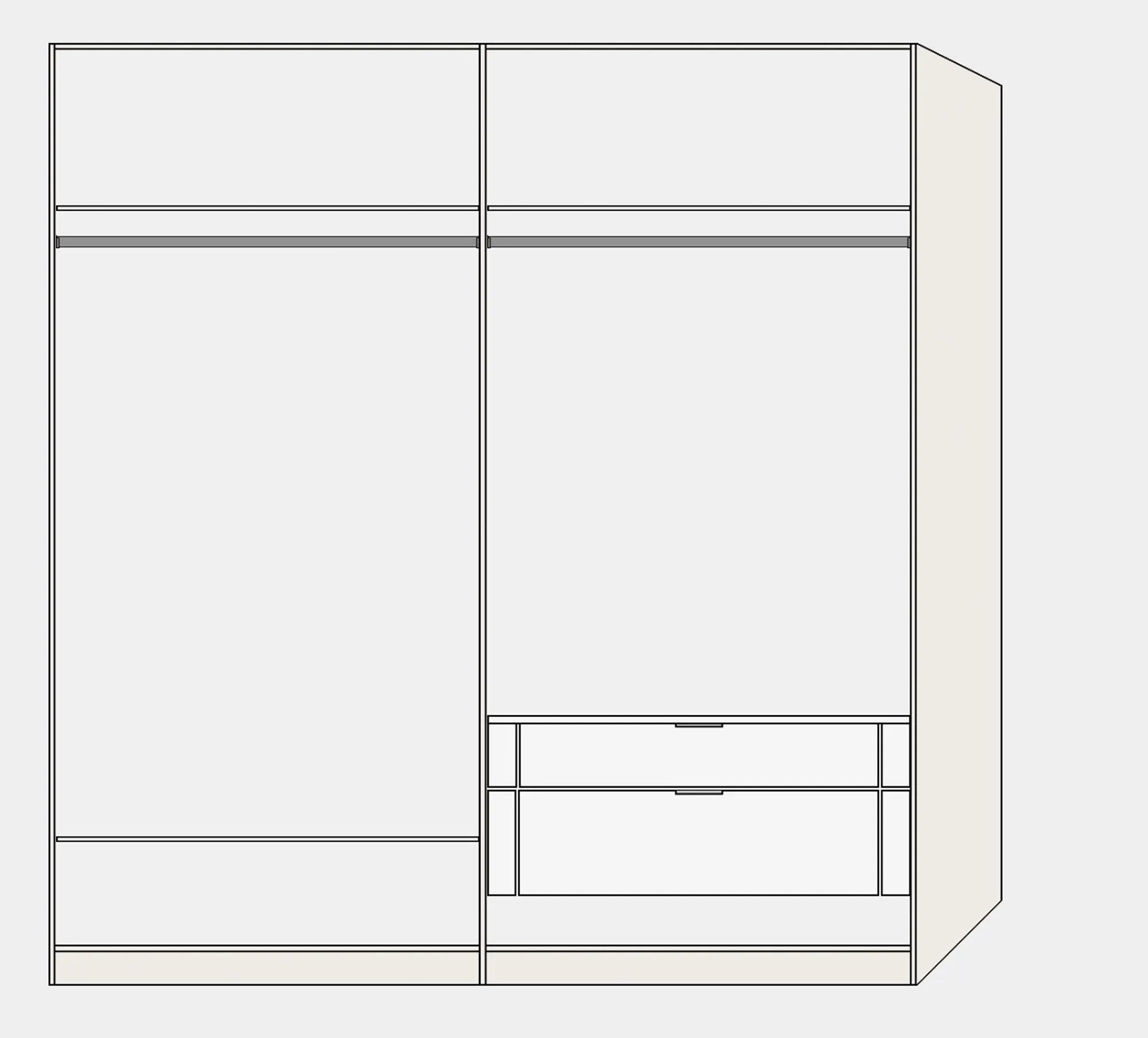 Eleganter 4-türiger Wildeiche-Schrank von Jutzler mit Zubehör.