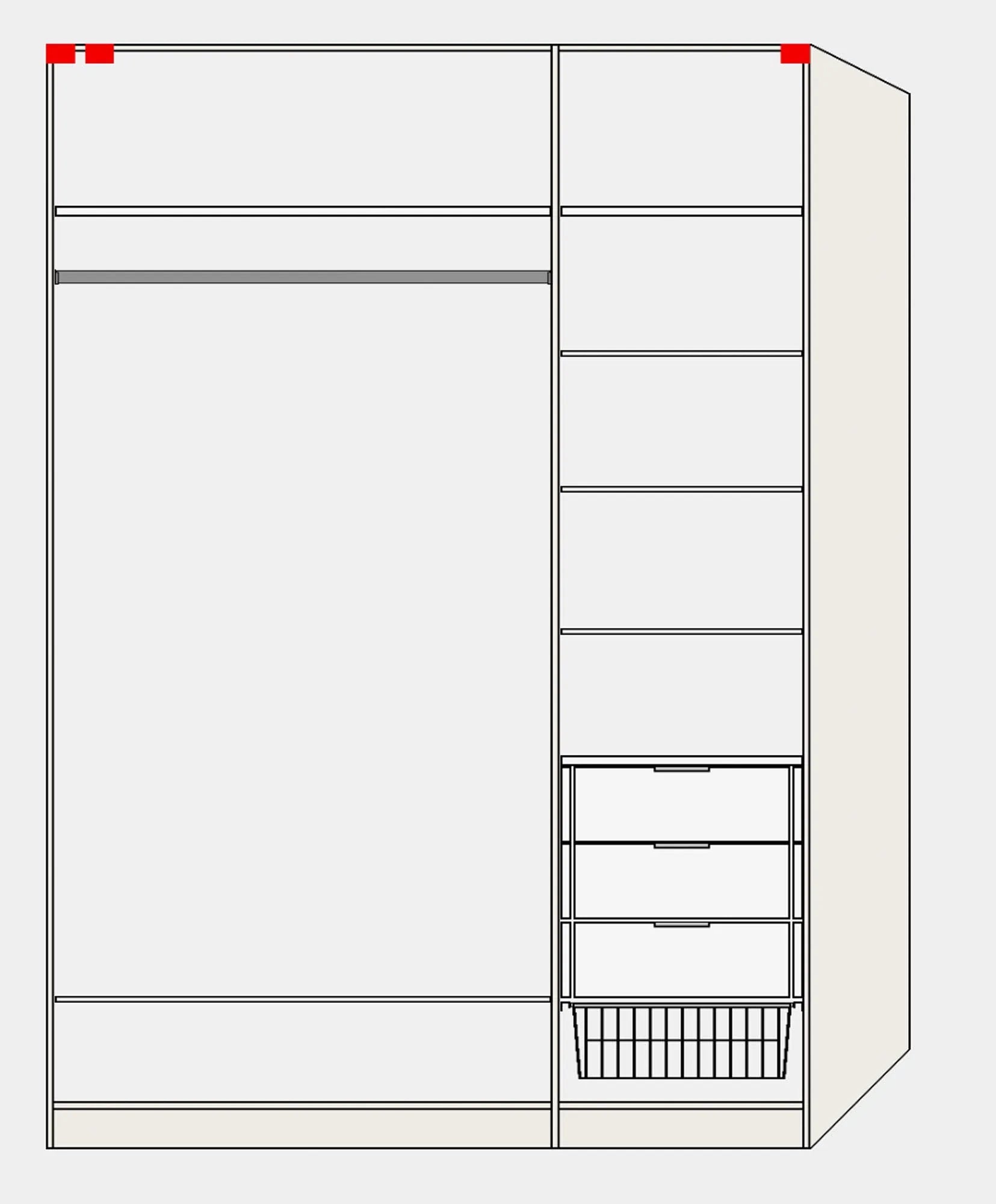 Stilvoller Schwebetürenschrank XXS Anthrazit von Jutzler mit Zubehör.