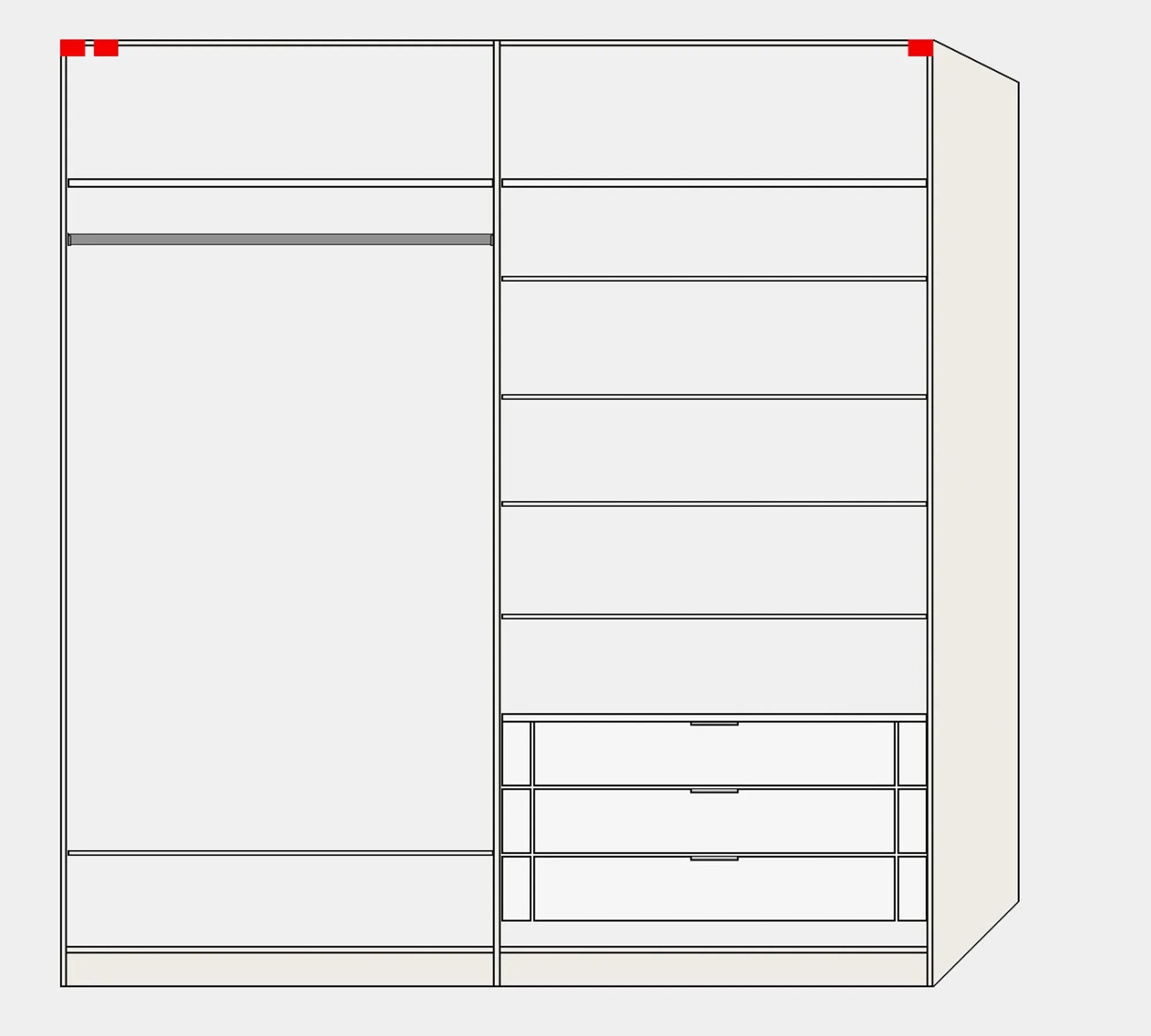 Schwebetürenschrank XS Anthrazit mit Zubehör - KAQTU Design