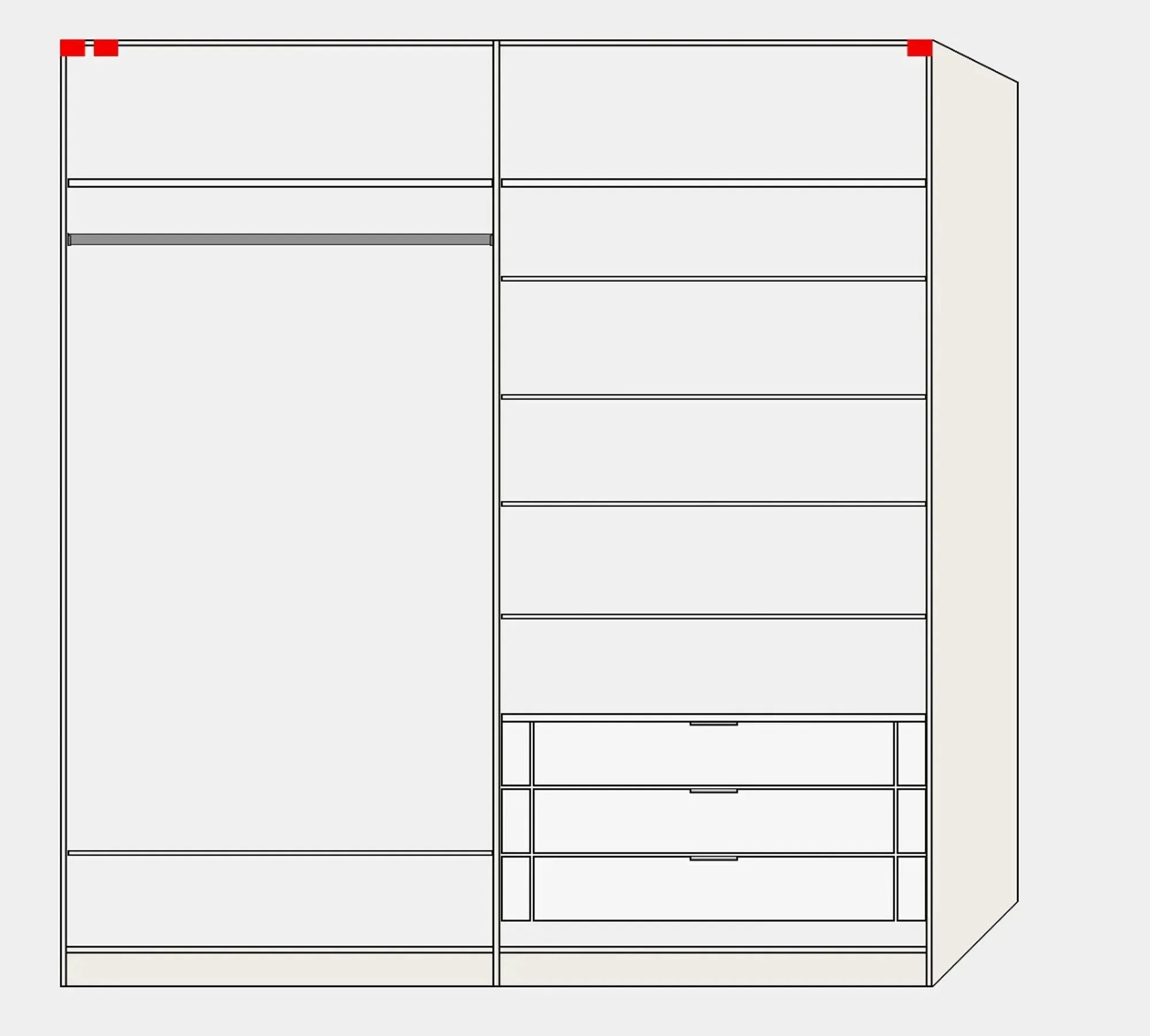 Schwebetürenschrank XS Anthrazit mit Zubehör - KAQTU Design