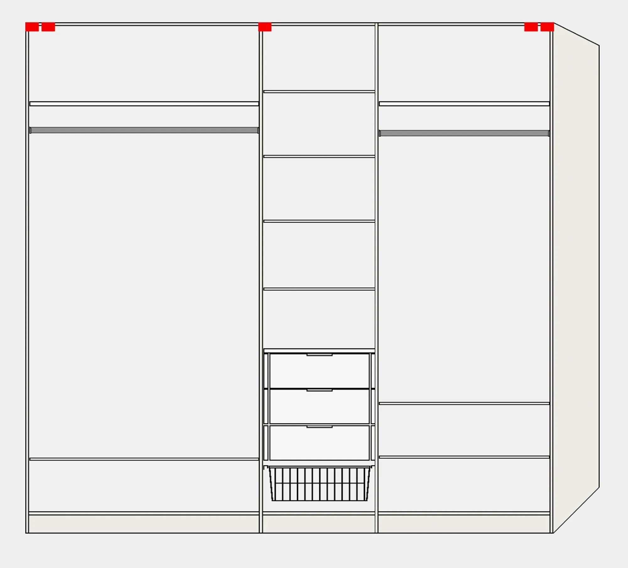 Schwebetürenschrank S Cremeweiss mit Zubehör - KAQTU Design