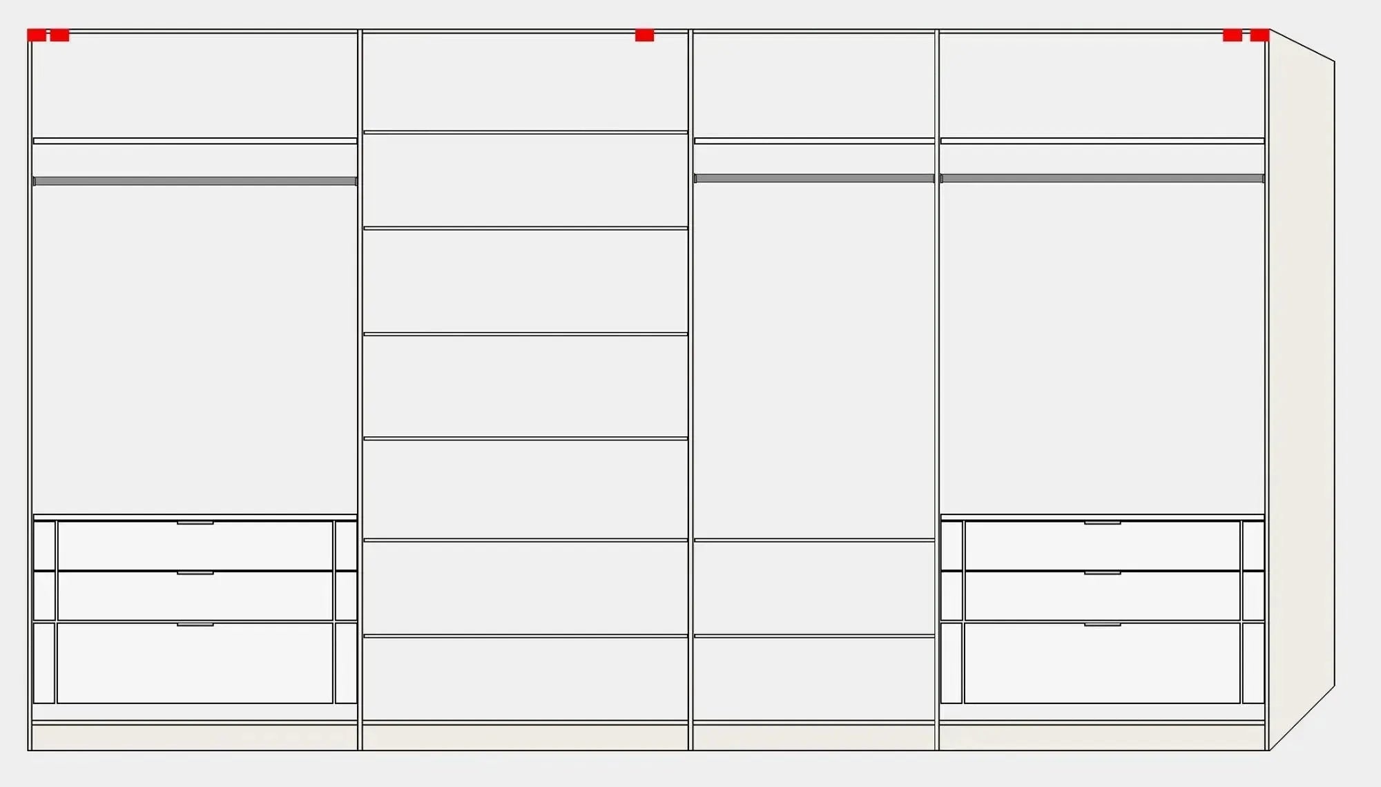 Schwebetürenschrank XXXL Cremeweiss mit Zubehör - KAQTU Design