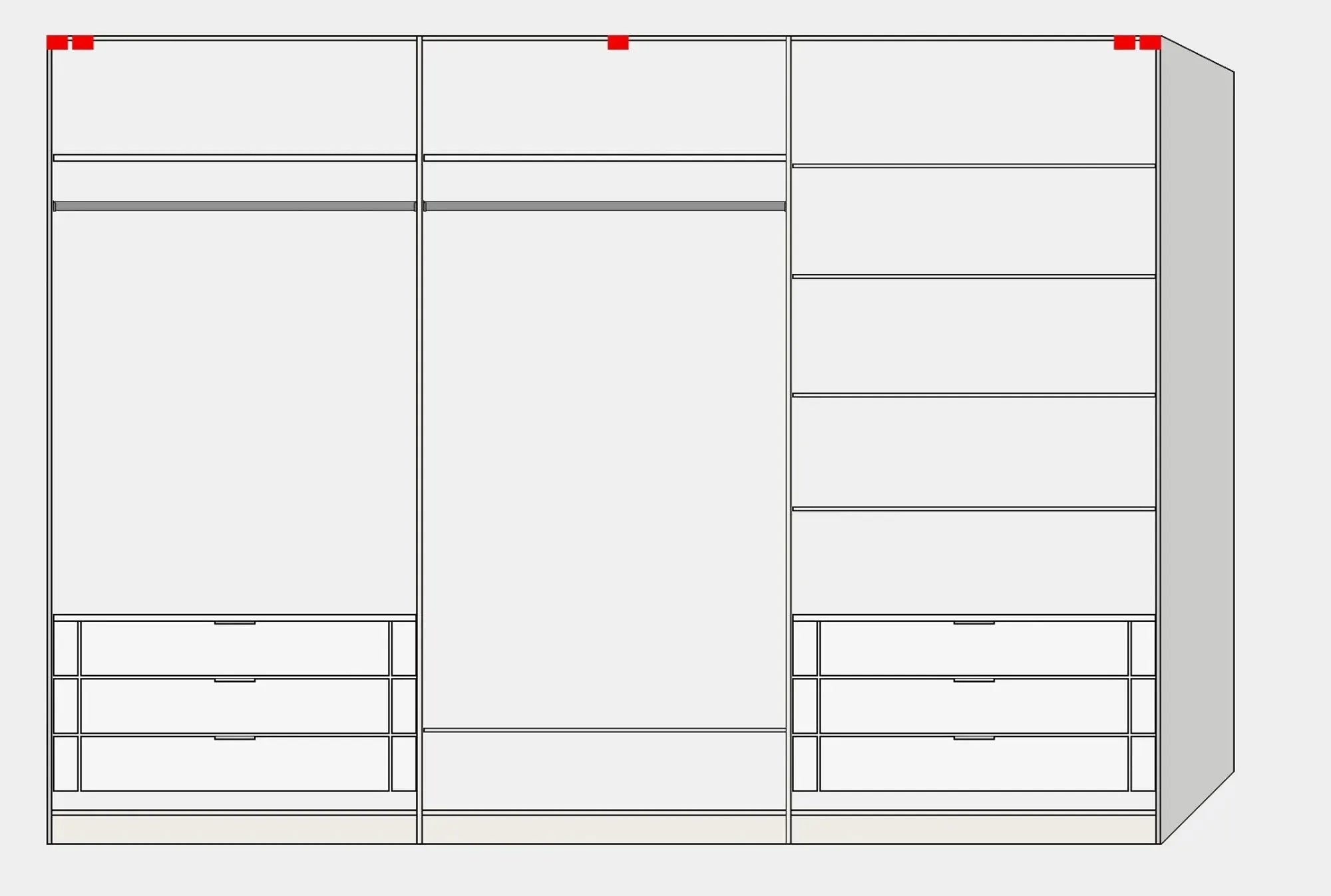 Eleganter Schwebetürenschrank XL in Cremeweiß mit Spiegel, individuell konfigurierbar, stabil und funktional von Jutzler.