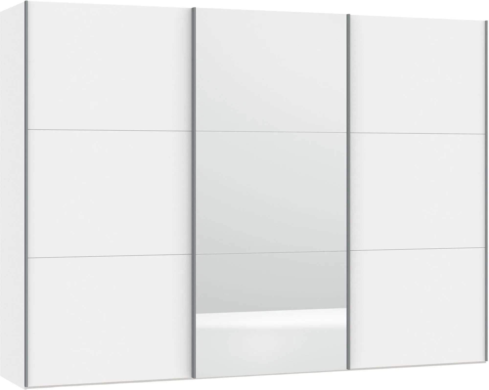 Schwebetürenschrank XL Premiumweiss/Spiegel, Schiebetürenschrank, KAQTU Design