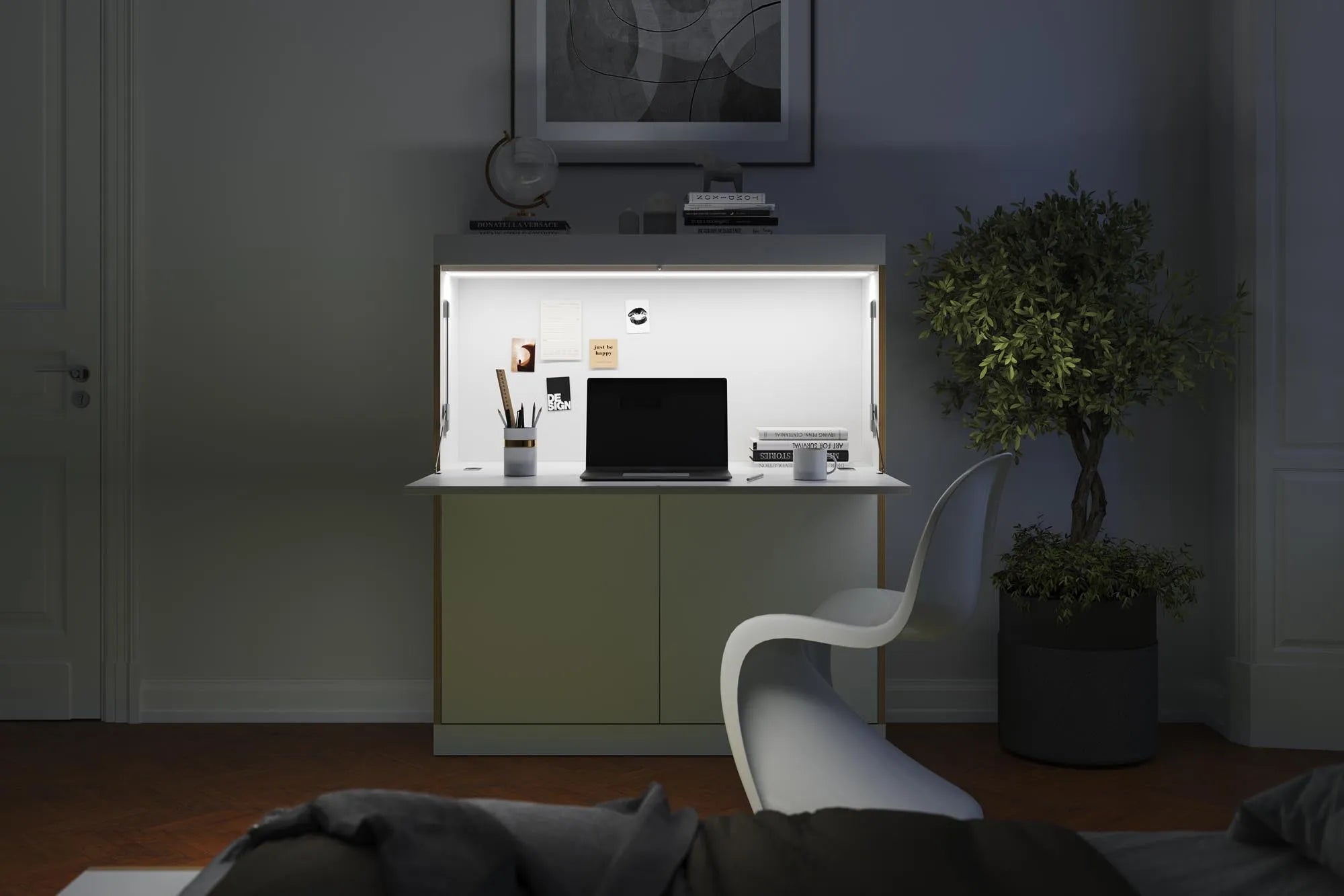 FLAI Home Office: Kompakter Arbeitsplatz mit innovativem Design.