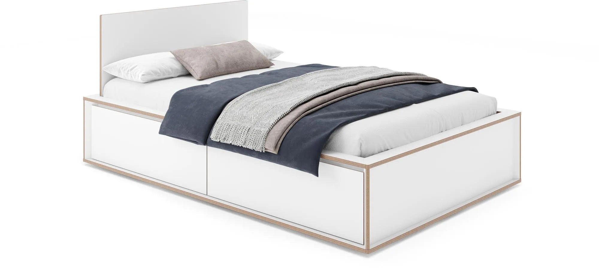 SPAZE Bett mit Kopfteil mit 4 Schubkästen, Bett, KAQTU Design