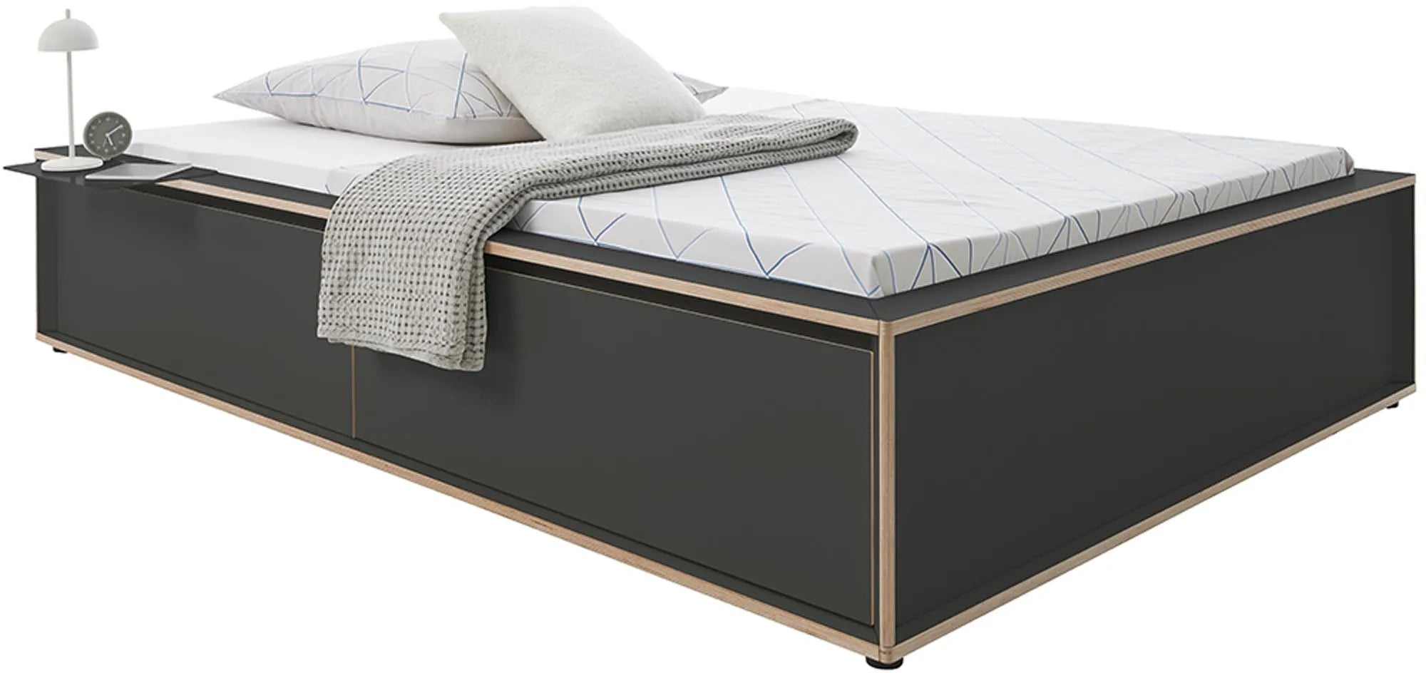 SPAZE Bett ohne Kopfteil mit 2 Schubkästen, Bett, KAQTU Design