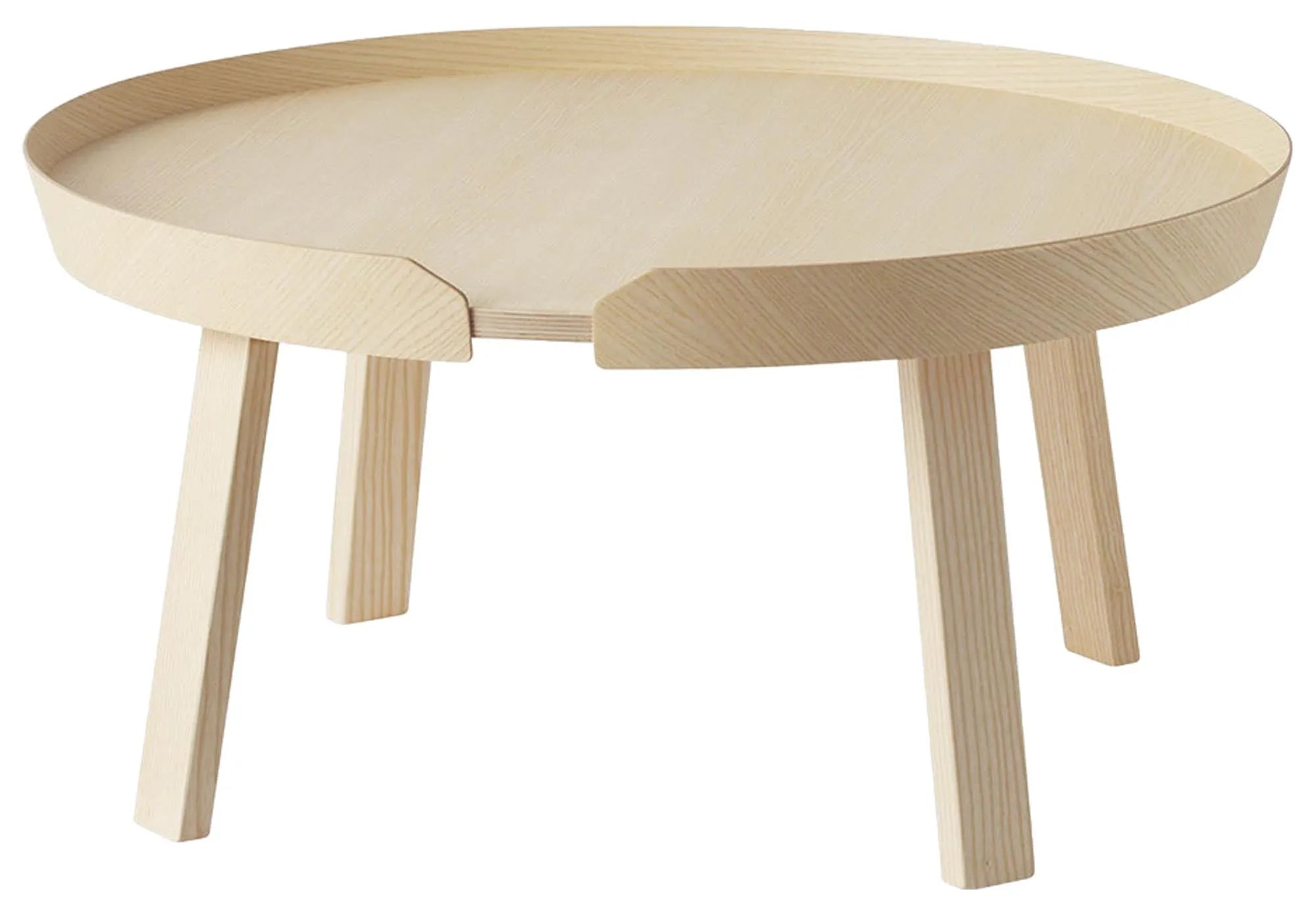 Der Around Coffee Table von Muuto: skandinavisches Design, runde Form, Holzfurnierrahmen, vielseitig einsetzbar.