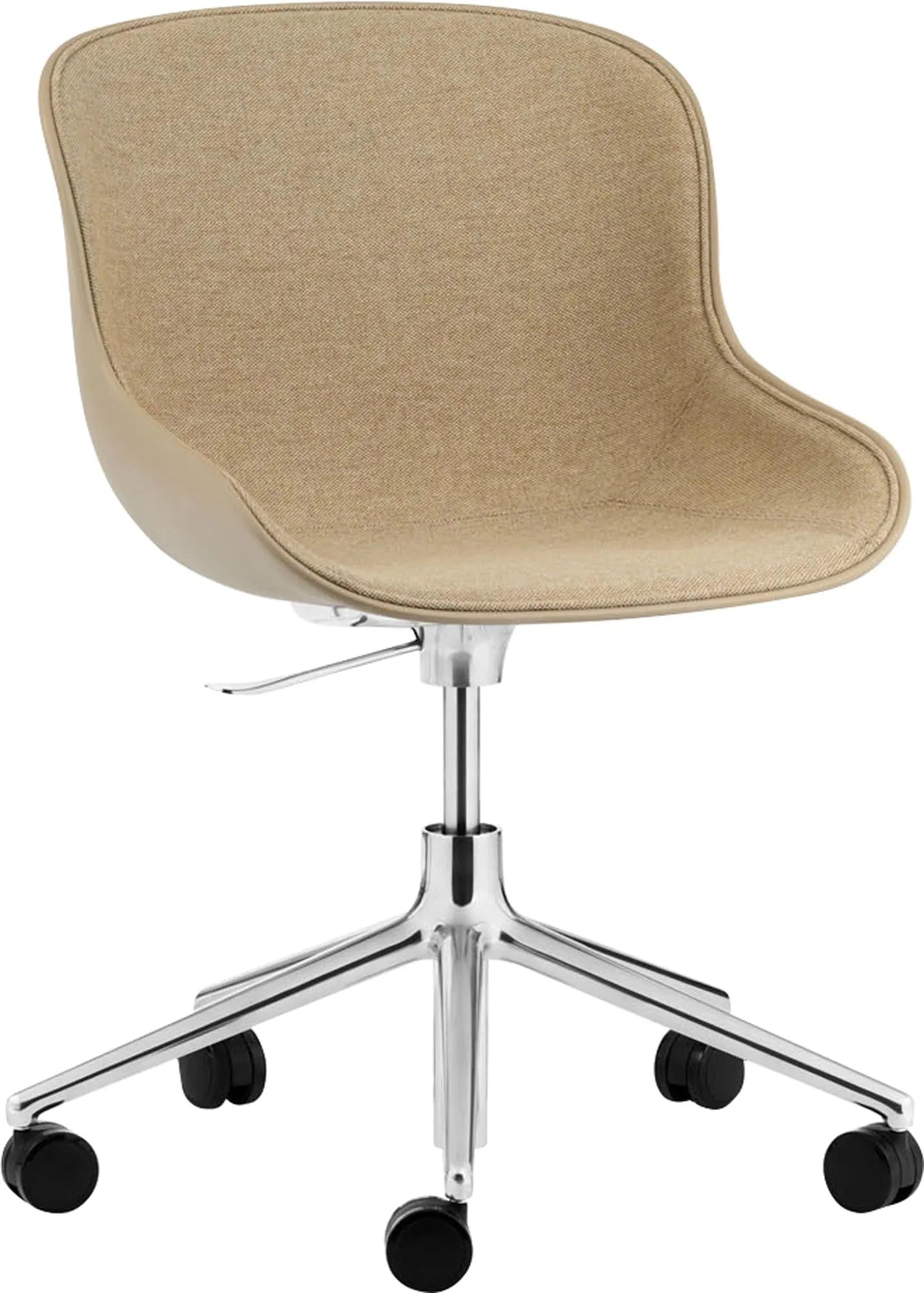 Eleganter Hyg Drehsessel sand mit Frontpolster und Rollen.