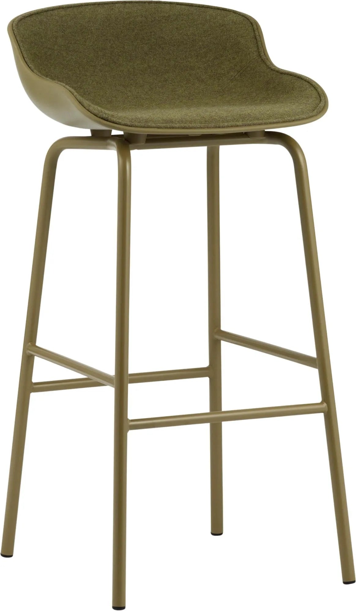 Der Hyg Barhocker 75 cm in Olive von Normann Copenhagen vereint Hygge-Gemütlichkeit mit stilvollem Design. Perfekt für Ess- und Loungebereiche.