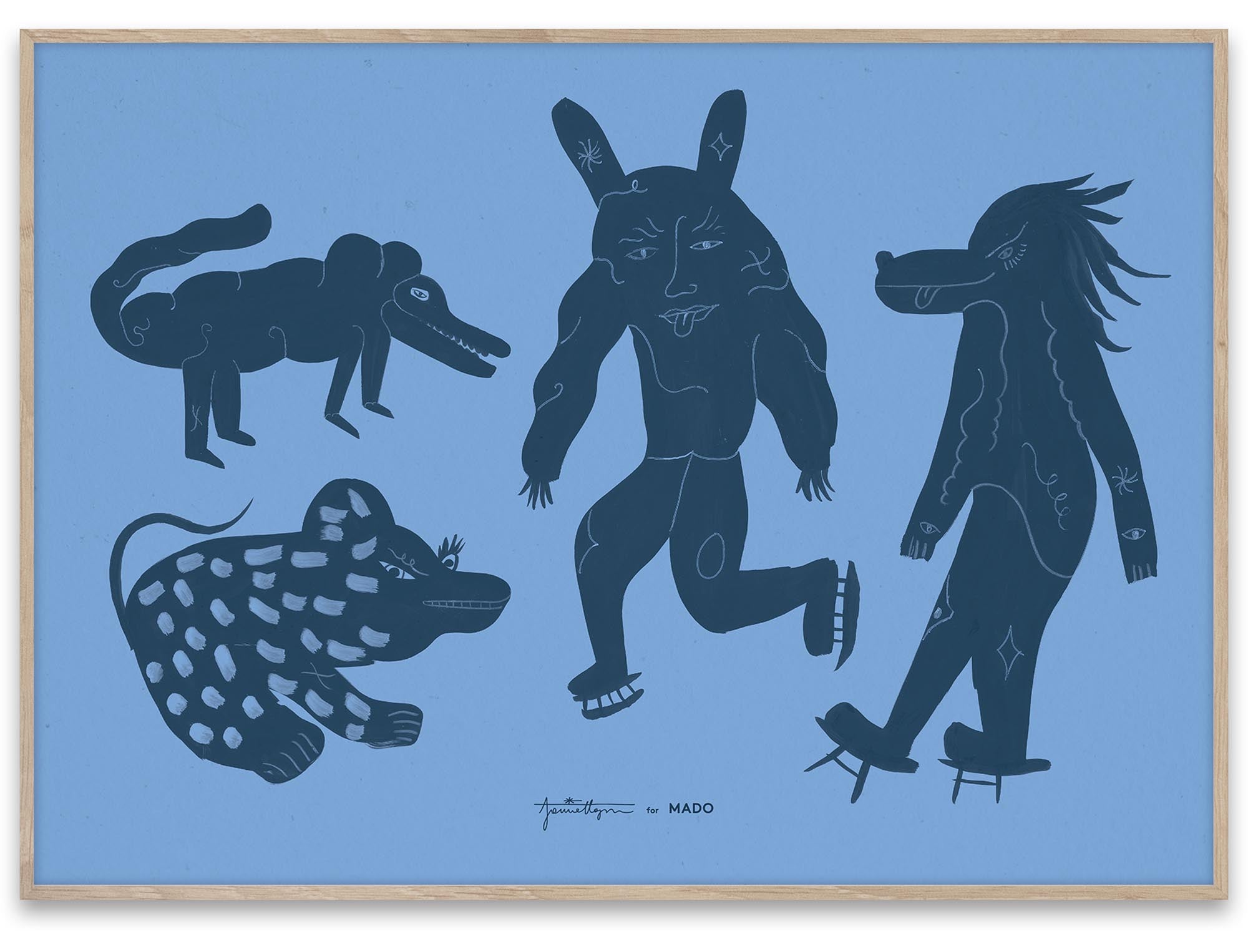 Four creatures  in Blau präsentiert im Onlineshop von KAQTU Design AG. Bild ist von Paper Collective