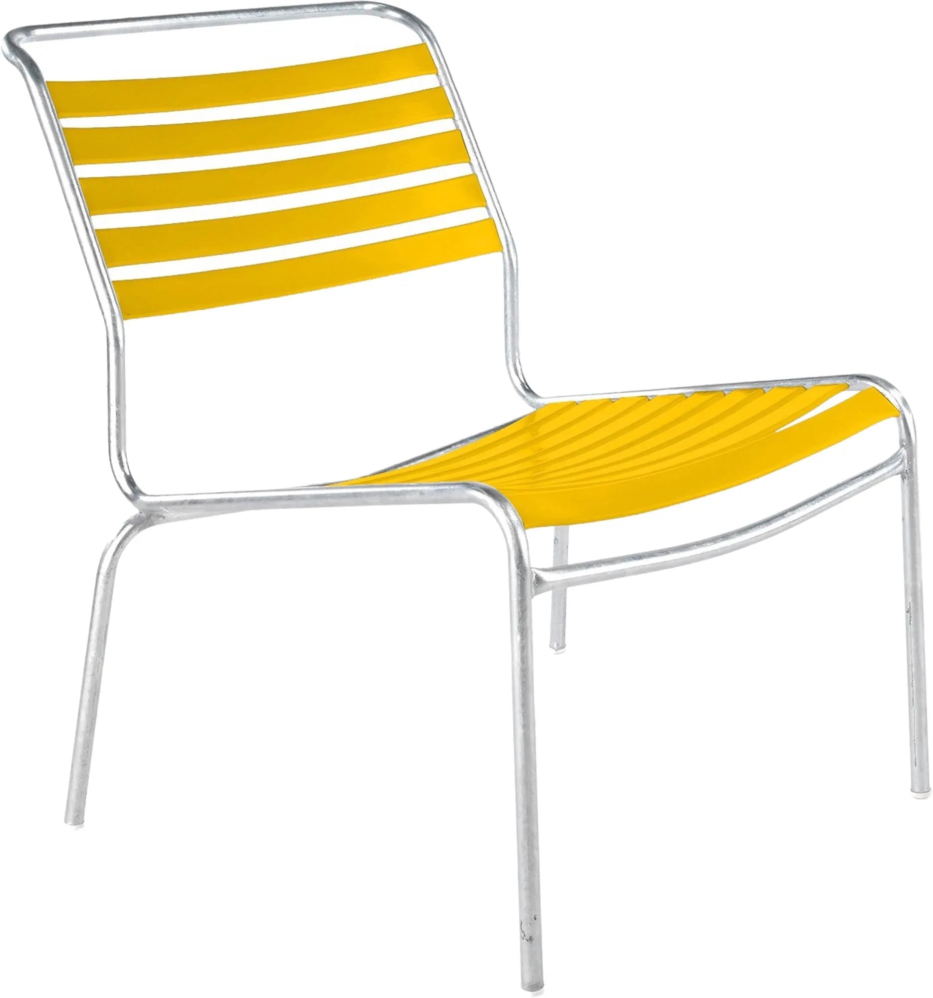 Säntis Lounger: Eleganz trifft Robustheit. Wetterfest, stapelbar, ohne Armlehne. Perfekt für Garten und Balkon.