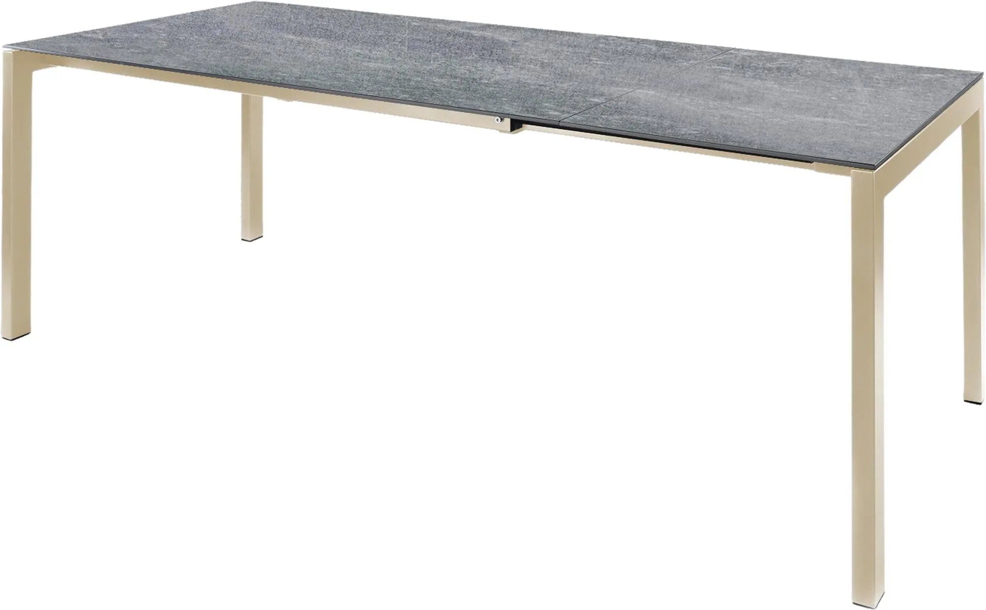 Fiberglastisch Luzern ausziehbar 160/220 x 100 in Beton / Pastellsand präsentiert im Onlineshop von KAQTU Design AG. Gartentisch ist von Schaffner