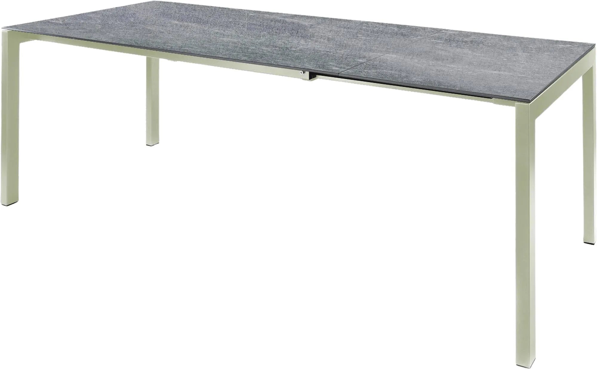 Fiberglastisch Luzern ausziehbar 160/220 x 100 in Beton / Pastellgrün präsentiert im Onlineshop von KAQTU Design AG. Gartentisch ist von Schaffner