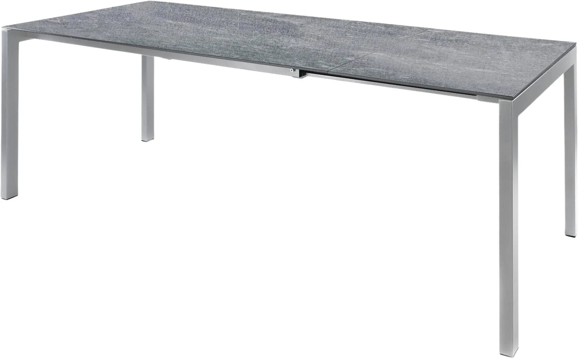 Fiberglastisch Luzern ausziehbar 160/220 x 100 in Beton / Alusilber präsentiert im Onlineshop von KAQTU Design AG. Gartentisch ist von Schaffner