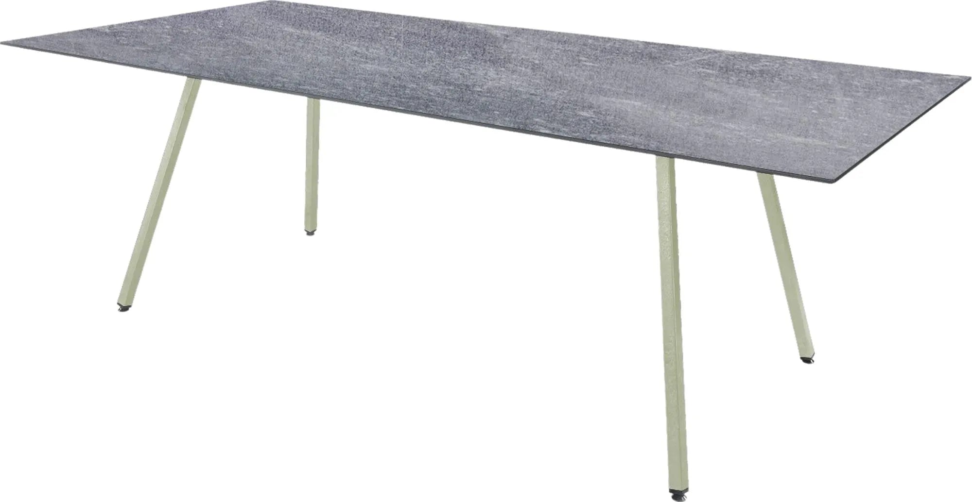 Fiberglastisch Chur 160/220 in Beton / Pastellgrün präsentiert im Onlineshop von KAQTU Design AG. Gartentisch ist von Schaffner