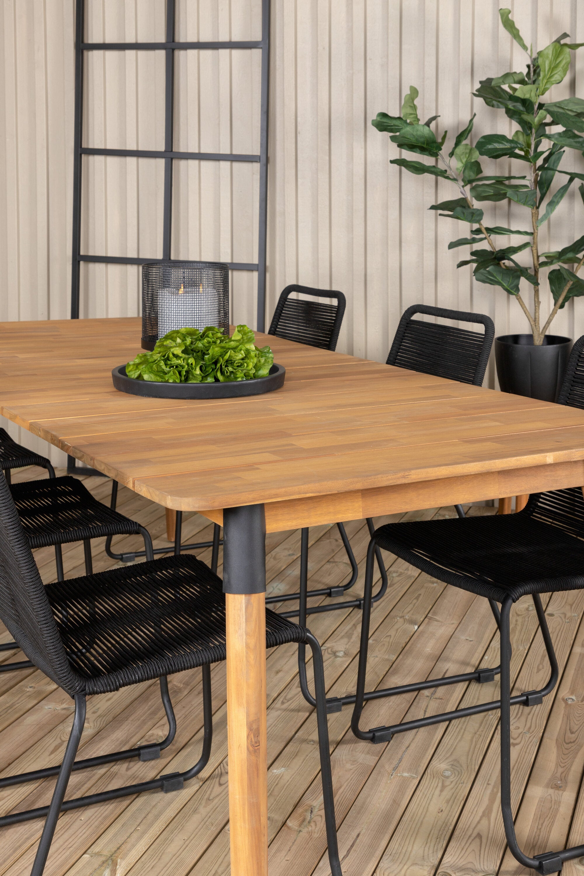 Julian Outdoor-Tischset + Lindos 210cm/6St. in Schwarz präsentiert im Onlineshop von KAQTU Design AG. Gartentischset ist von Venture Home