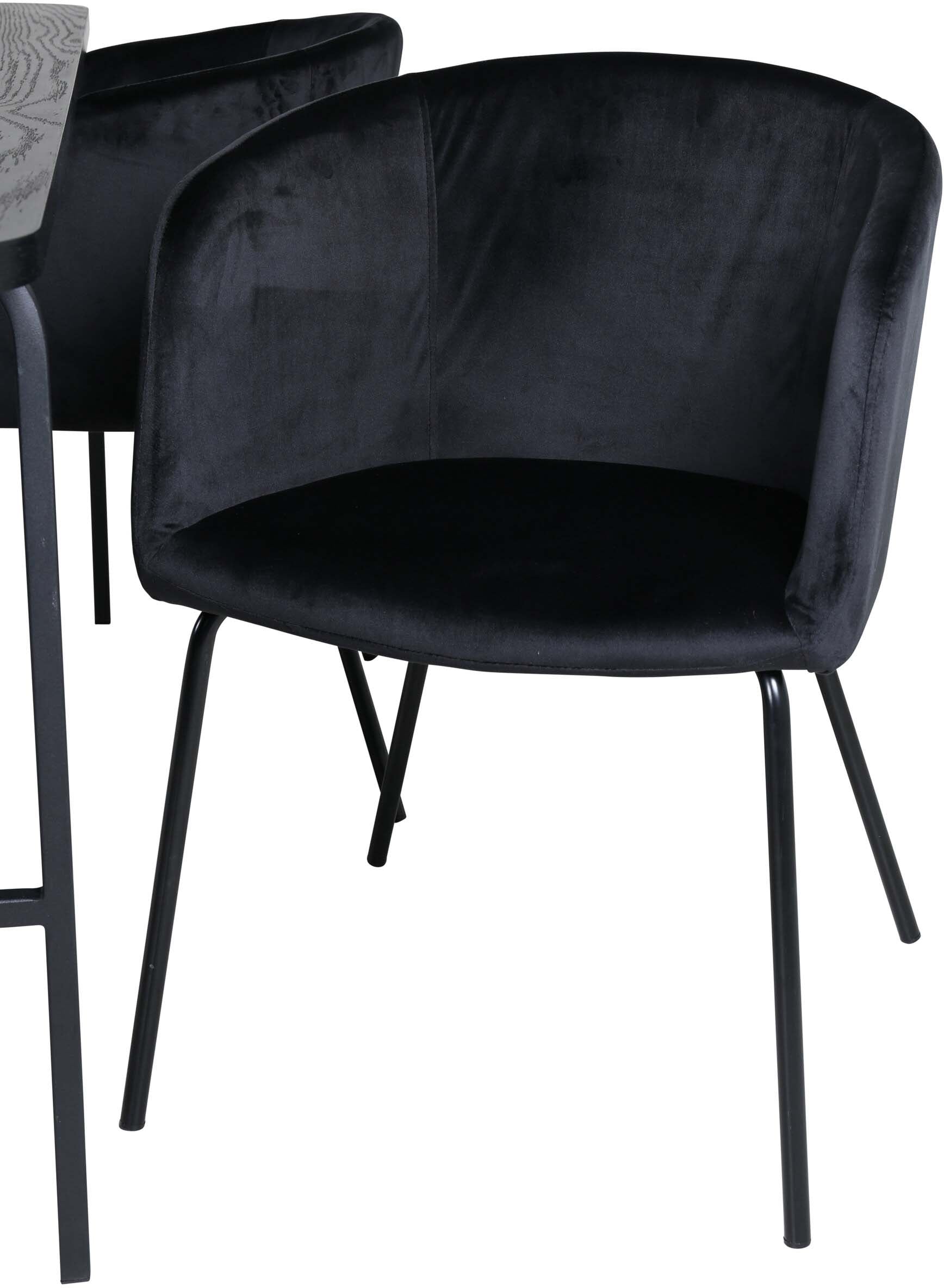 Uno Esszimmerset + Berit 200cm/6St. in Schwarz präsentiert im Onlineshop von KAQTU Design AG. Esszimmerset ist von Venture Home