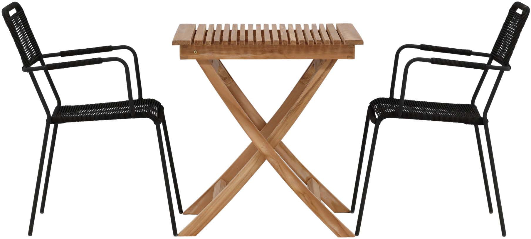 Ghana Outdoor-Tischset + Lindos Armchair 70cm/2St. in Schwarz präsentiert im Onlineshop von KAQTU Design AG. Gartentischset ist von Venture Home