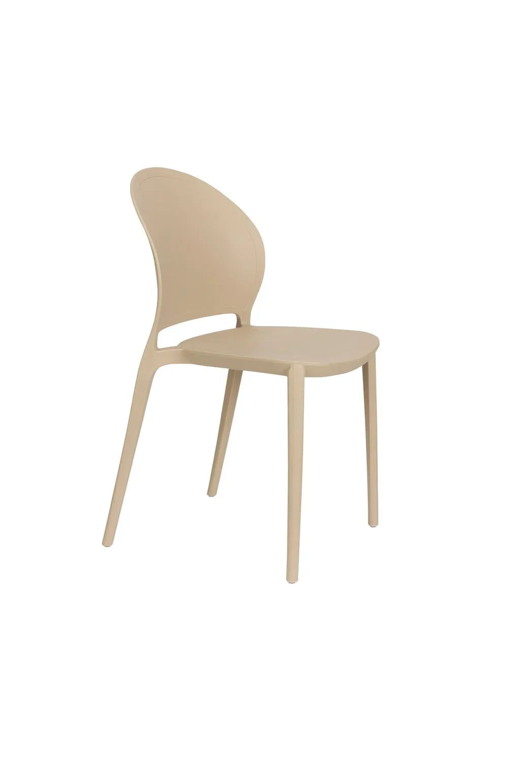 Stilvoller, wetterfester Outdoor-Stuhl in Beige. Ergonomisch, leicht, stapelbar – ideal für Garten und Terrasse.