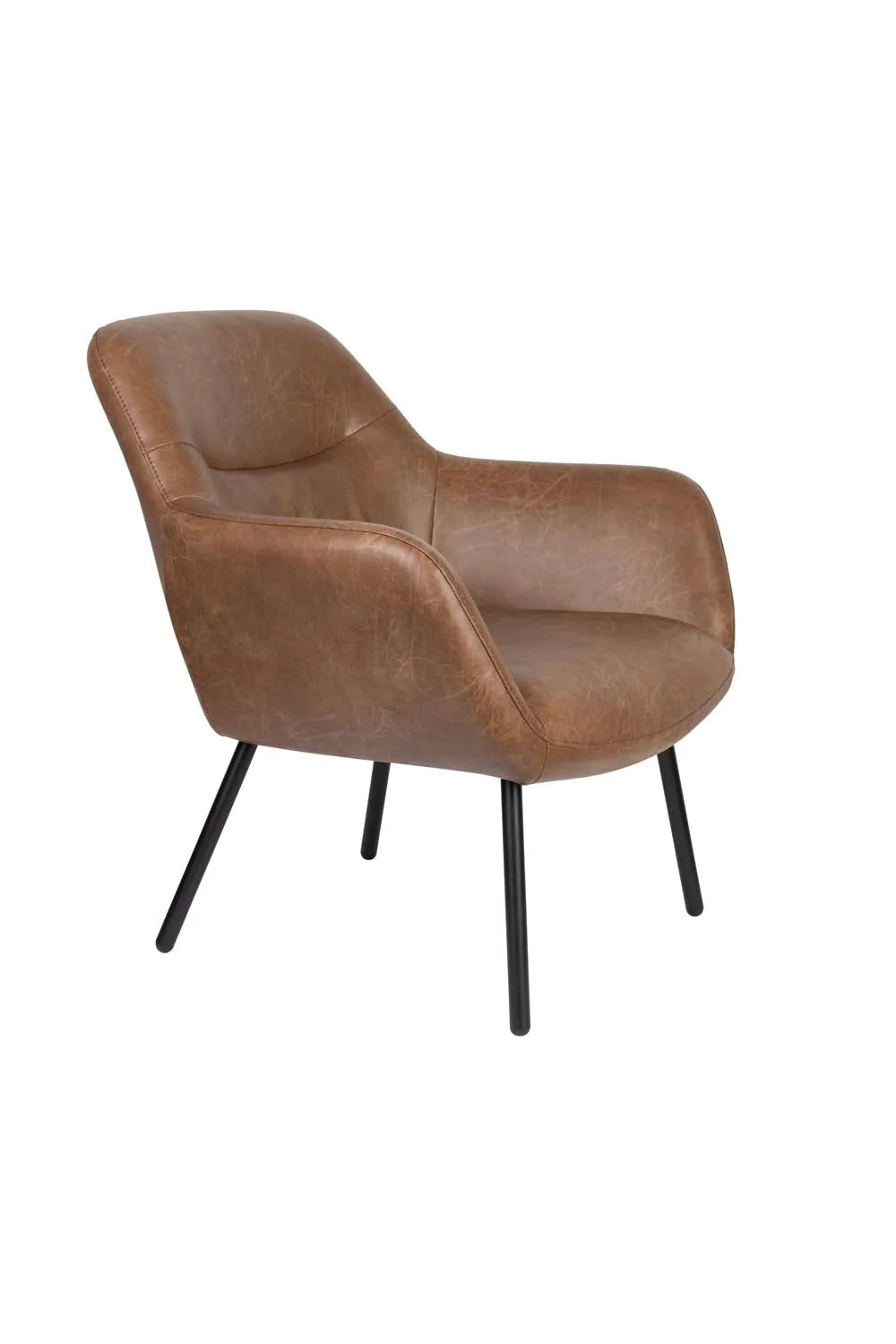 Dude Loungesessel Vintage Braun in Brown präsentiert im Onlineshop von KAQTU Design AG. Sessel mit Armlehnen ist von White Label Living