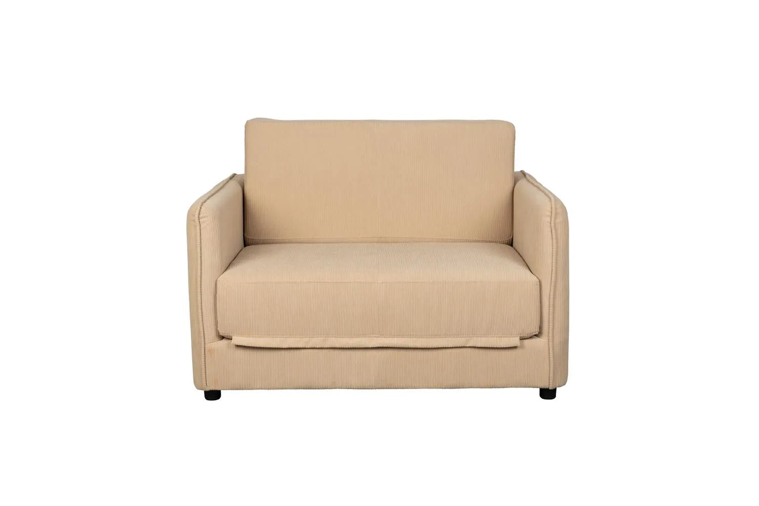 Elegantes Jopie Loveseat Schlafsofa in Beige: Stilvoll, funktional, mit Rippcordstoff und optimalem Komfort. Ideal für kleine Räume.