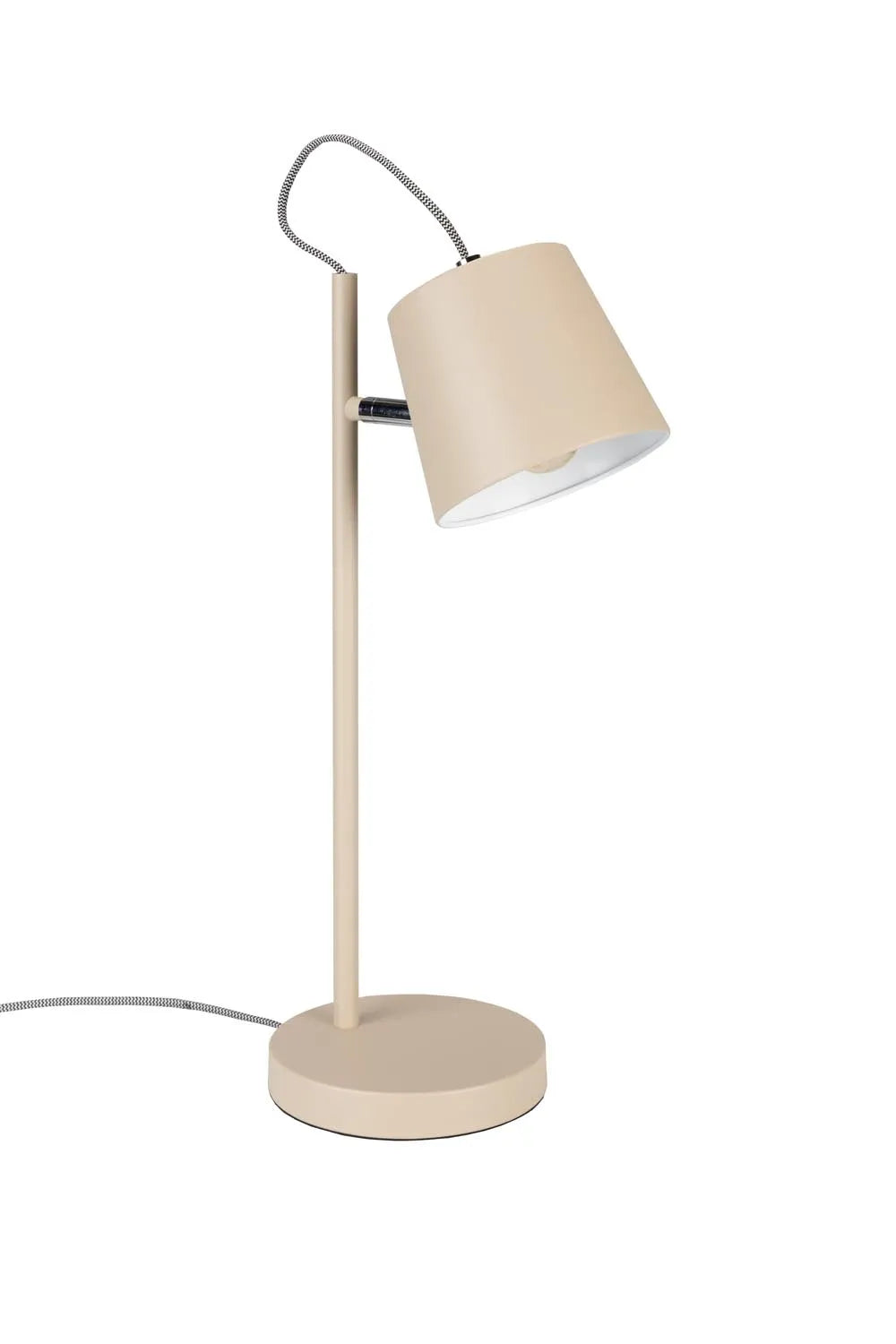 Stilvolle Tischlampe von Zuiver: Minimalistisches Design, neigbarer Metallschirm, schwarz-weißes Kabel, in vielen Farben erhältlich.