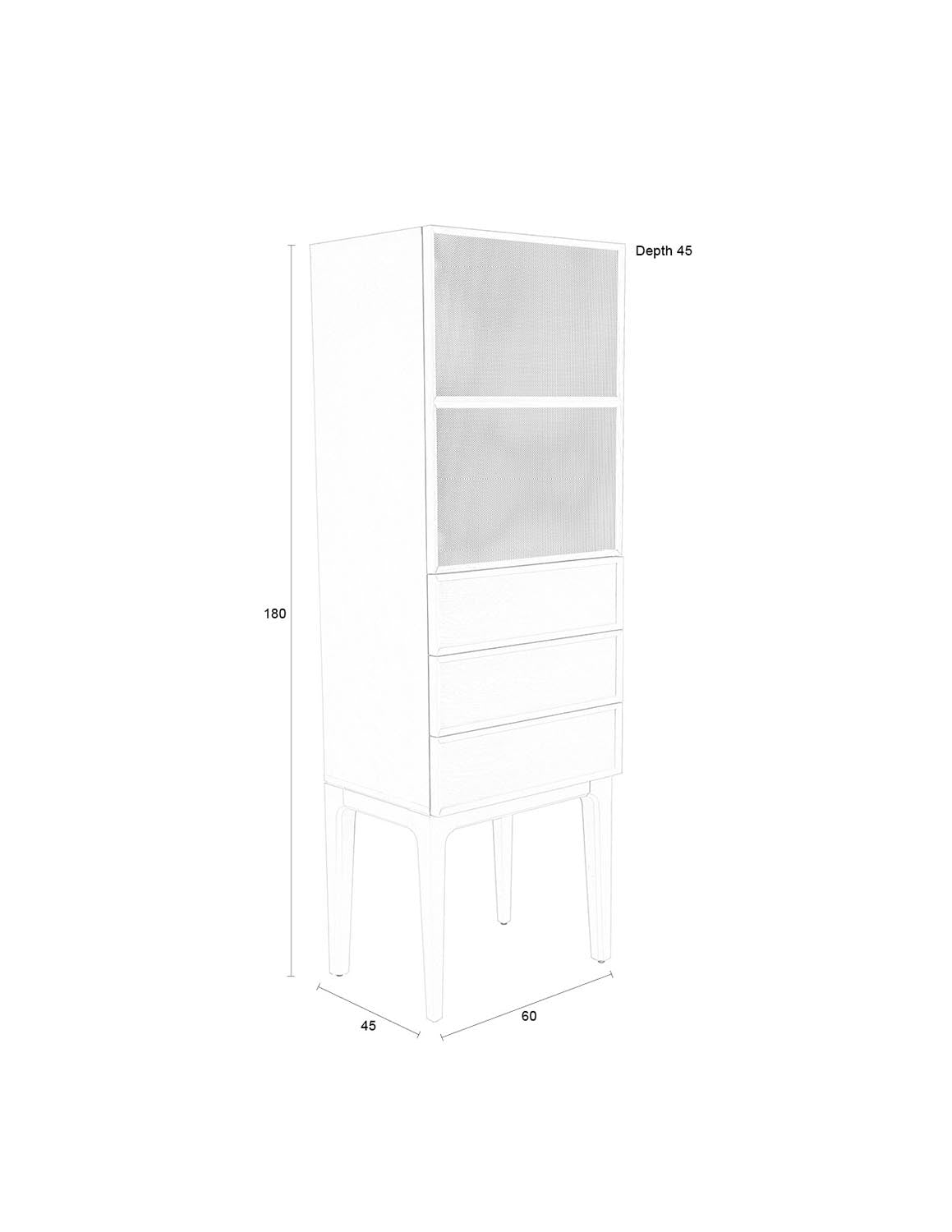 June Schrank 1 Tür - 3 Schubladen in Brown präsentiert im Onlineshop von KAQTU Design AG. Cabinet ist von Zuiver