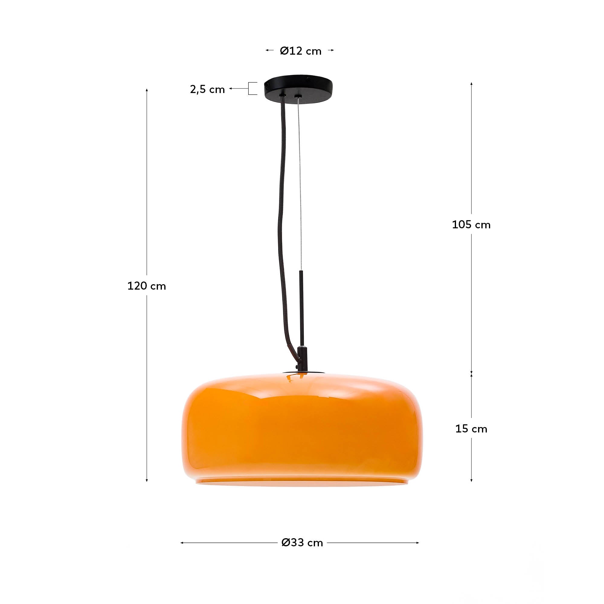 Deckenleuchte Reig aus orangefarbenem Glas Ø 38 cm in Orange präsentiert im Onlineshop von KAQTU Design AG. Pendelleuchte ist von Kave Home