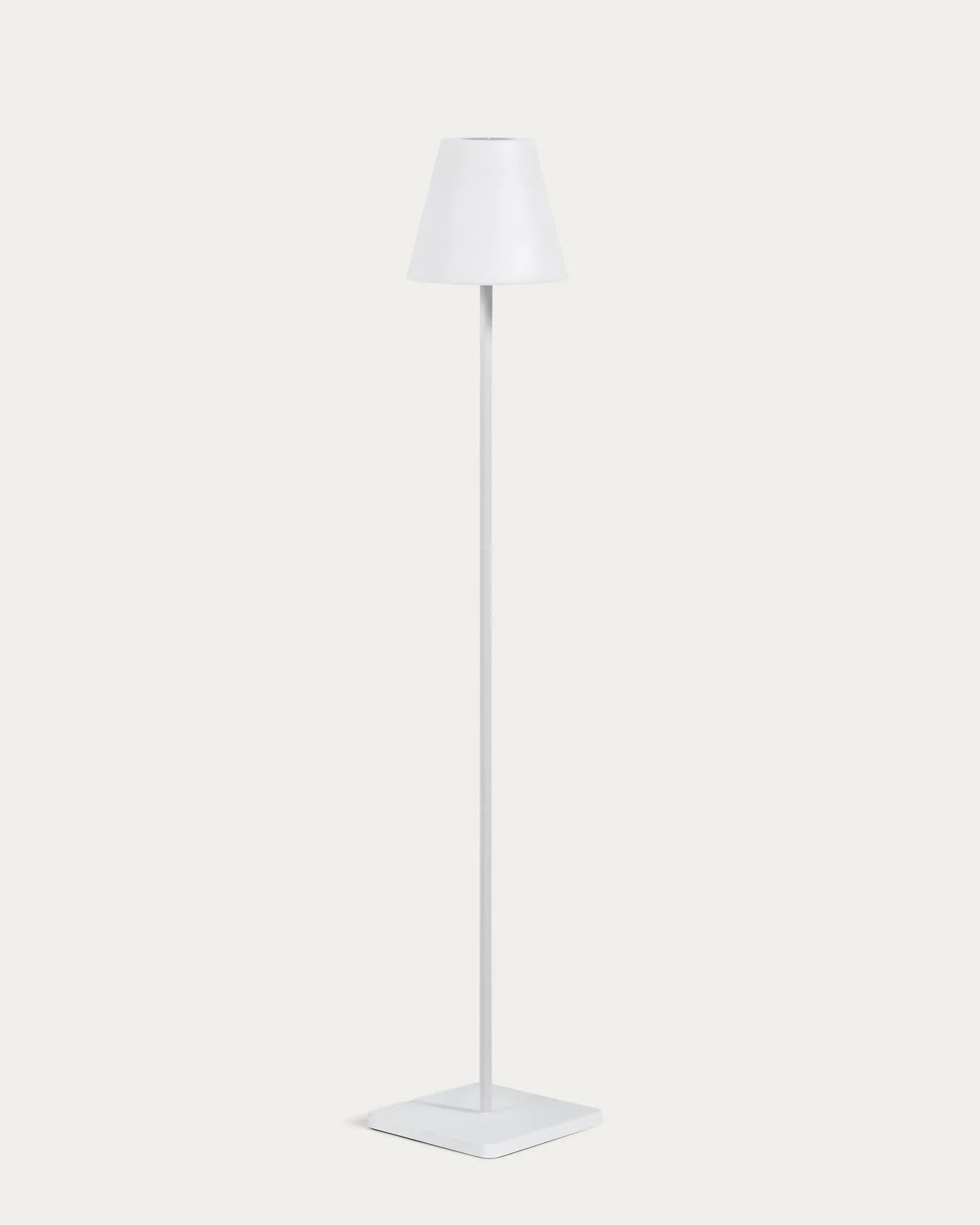 Elegante, graue Solar-Stehlampe aus Stahl, 120 cm hoch, flexibel, umweltfreundlich, ideal für Garten und Terrasse.