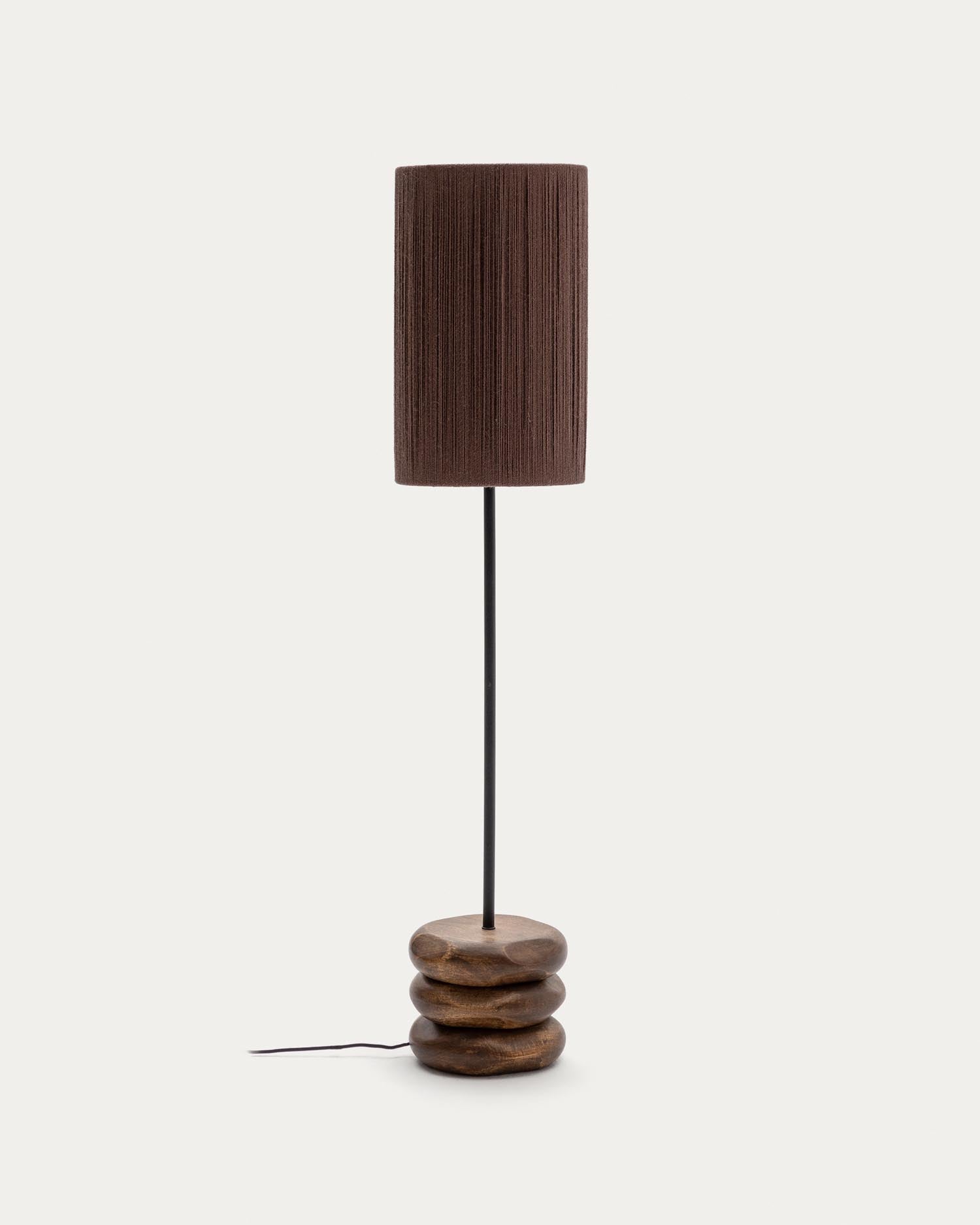 Stehlampe Kor aus Akazienholz mit dunklem Finish und Jute in Natur präsentiert im Onlineshop von KAQTU Design AG. Stehleuchte ist von Kave Home